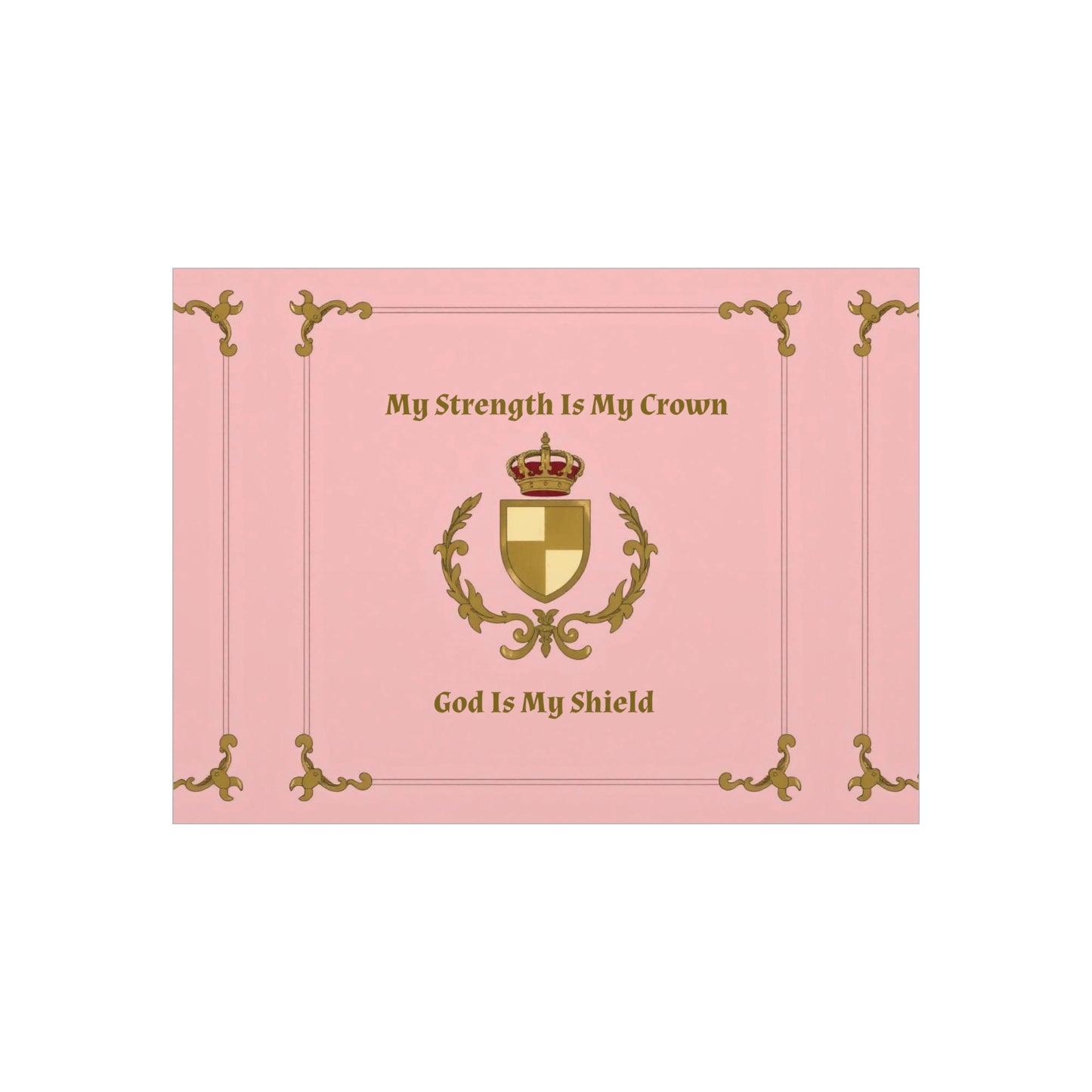 Crest & Crown Spiritual Quote Wall Art, Motivational Decor, Foam Board Print, Home Accent, Gift for Friends, Pink Crown Design