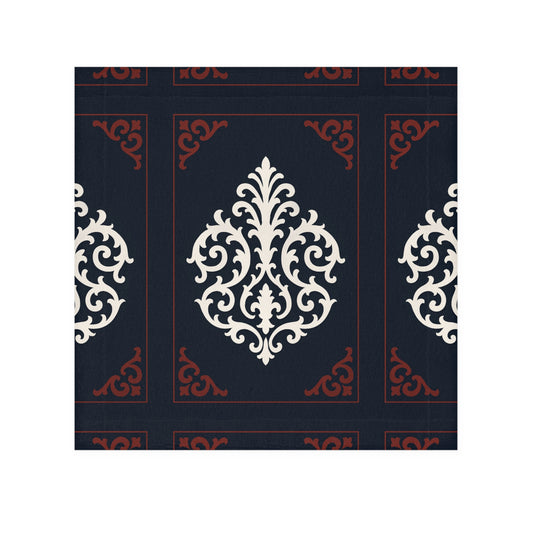 Dusk Blue-Maroon & White Baroque Face Towel — Dusk Blue & White Decorative Hand Towel