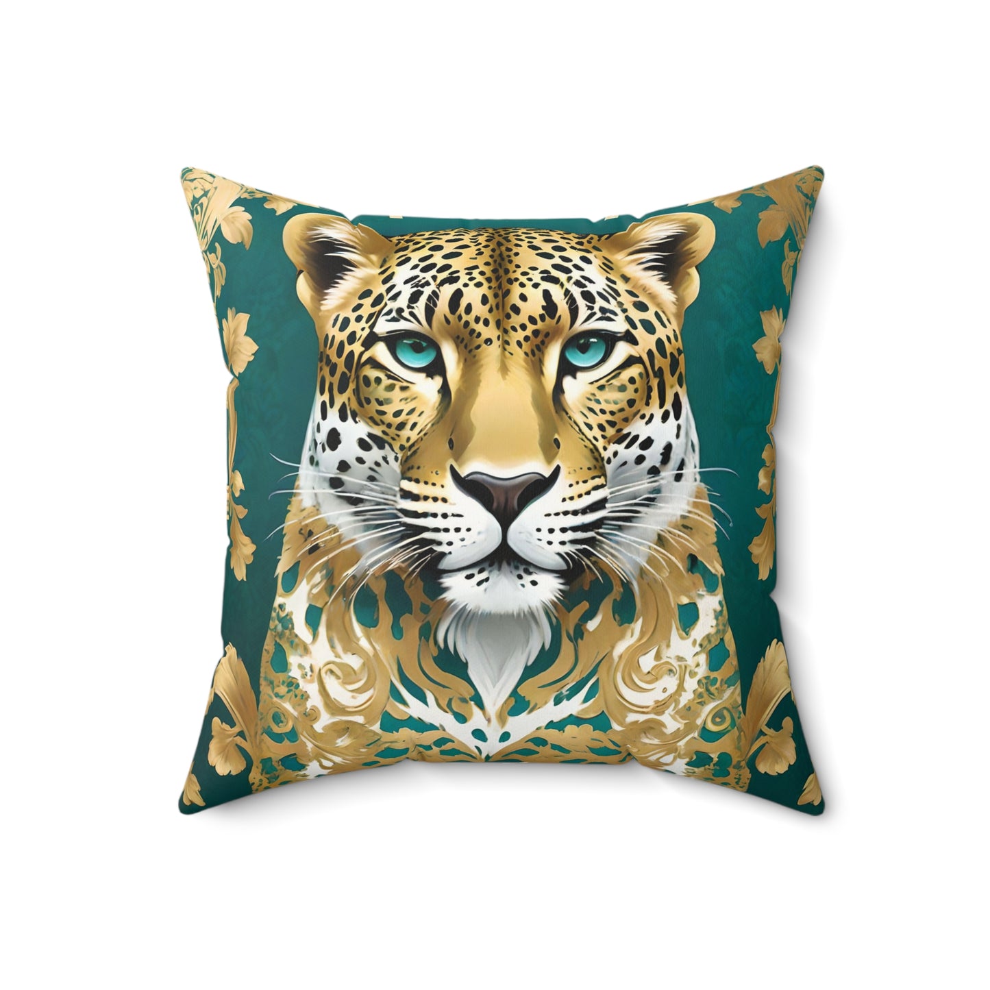 Luxurious Leopard Faux Suede Pillow | Bohemian Home Decor | Gold Leopard Print Cushion