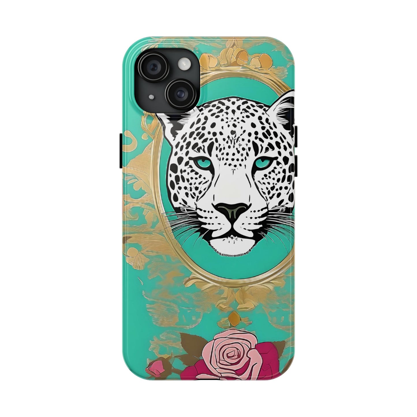Leopard Tough Phone Case - Trendy Floral Design for Animal Lovers - Leopard & Rose