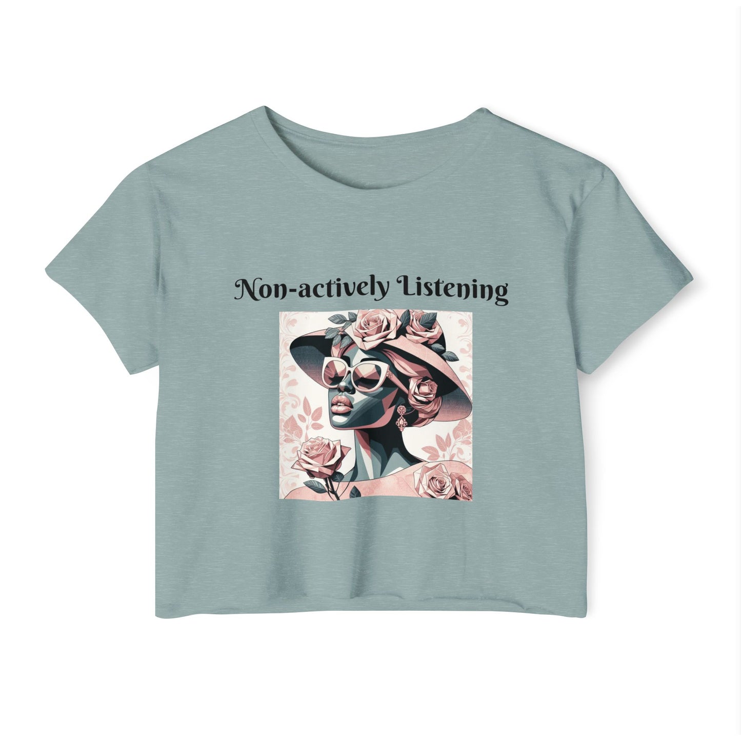 Chic Women's Festival Crop Top, Non-actively Listening Tee, Summer Vibes, Music Festival Outfit, Casual Streetwear