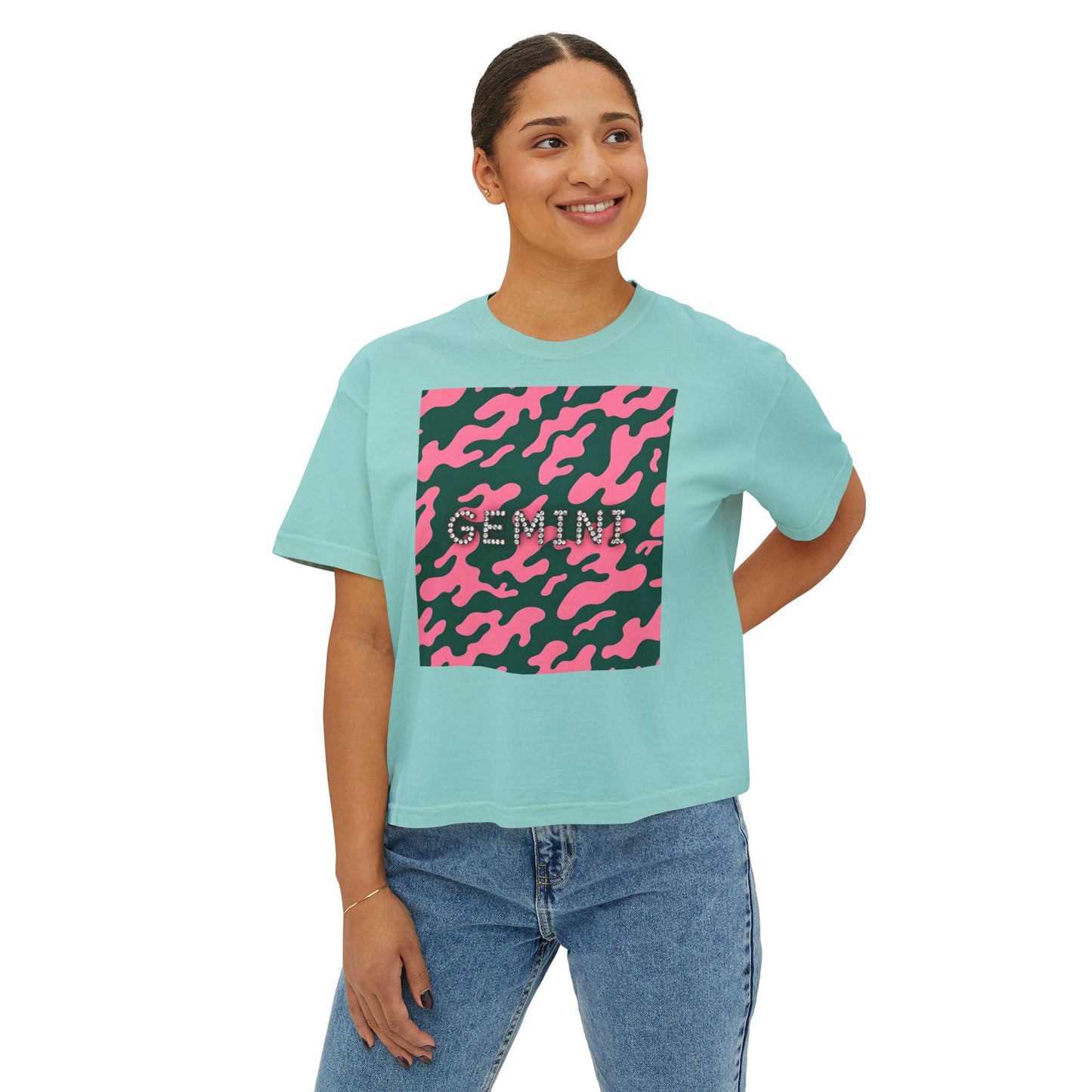 Gemini Camo Women's Boxy Tee - Trendy Astrology Shirt