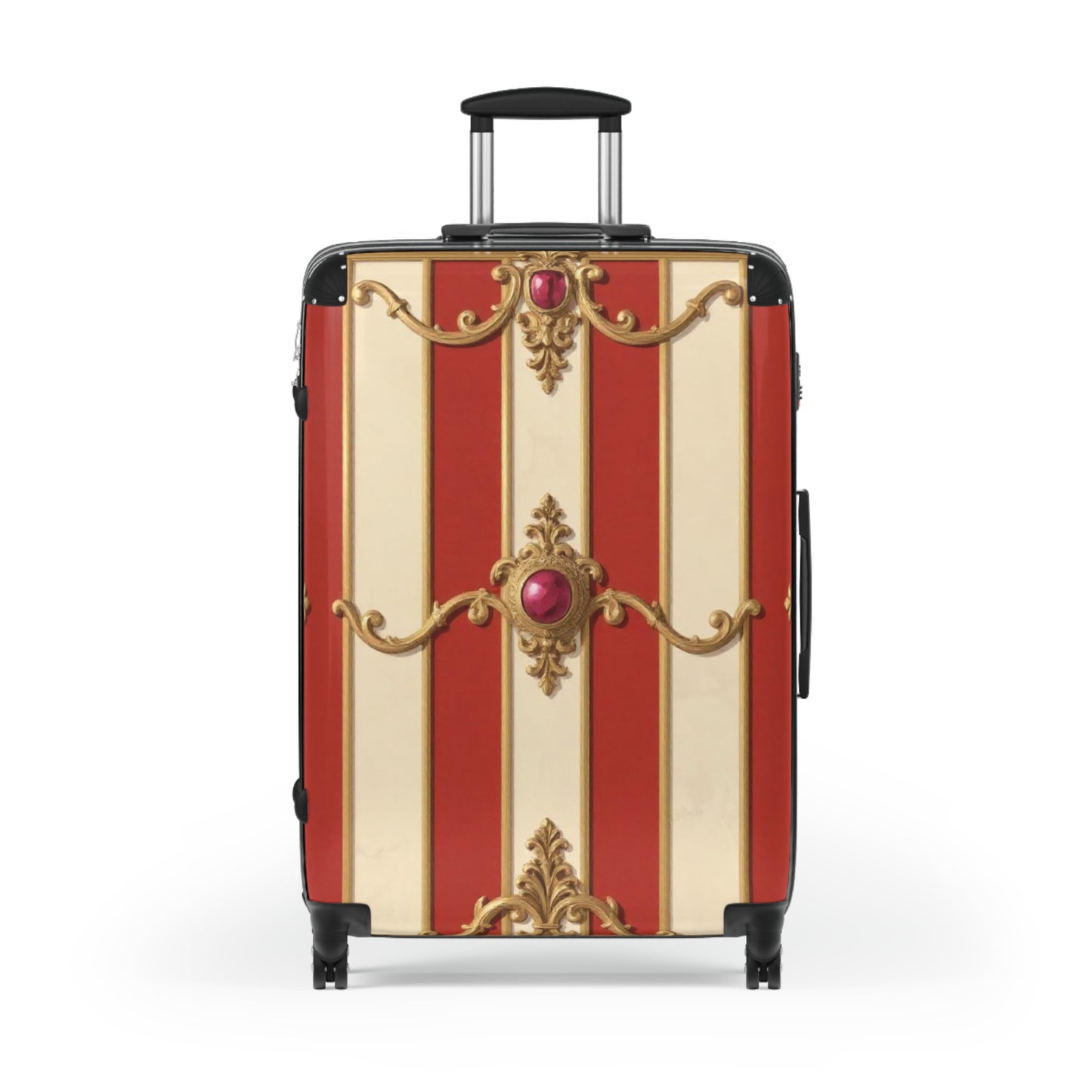 Elegant Vintage Design Suitcase - Perfect for Travel & Special Occasions - Alabaster & Dusk Orange Striped Baroque