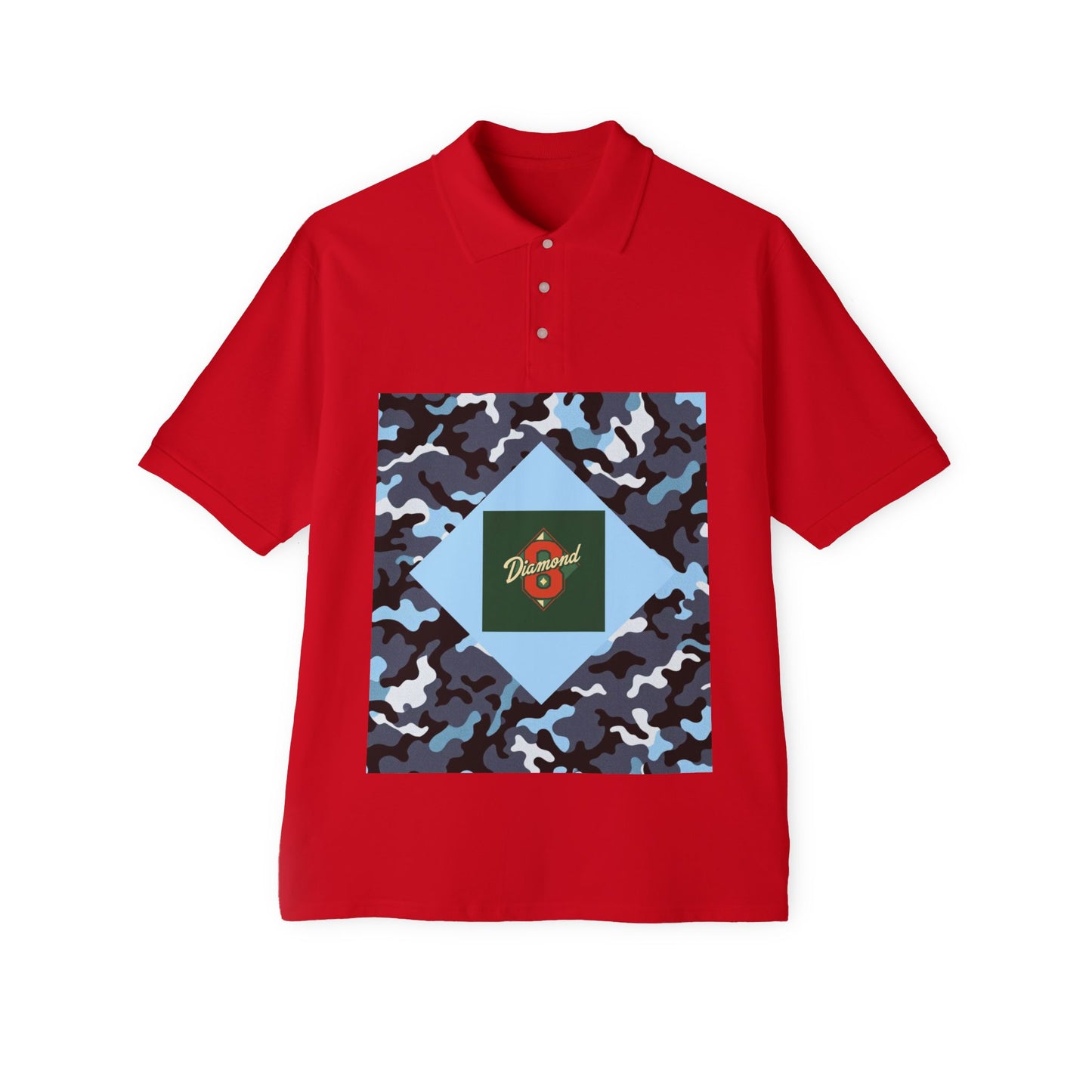 Stylish Men's Piqué Polo Shirt, Casual Wear, Summer Vibes, Golf Outing, Comfortable Fashion, Gift for Him -  Blue Camo Diamond 8