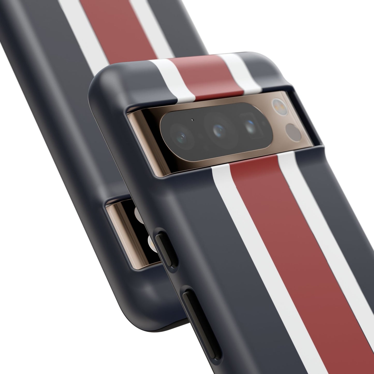 Lunar Midnight & Red-White Striped Stylish Phone Case - Tough Cases, Custom iPhone Cover, Sleek Phone Accessories, Gifts for Him/Her