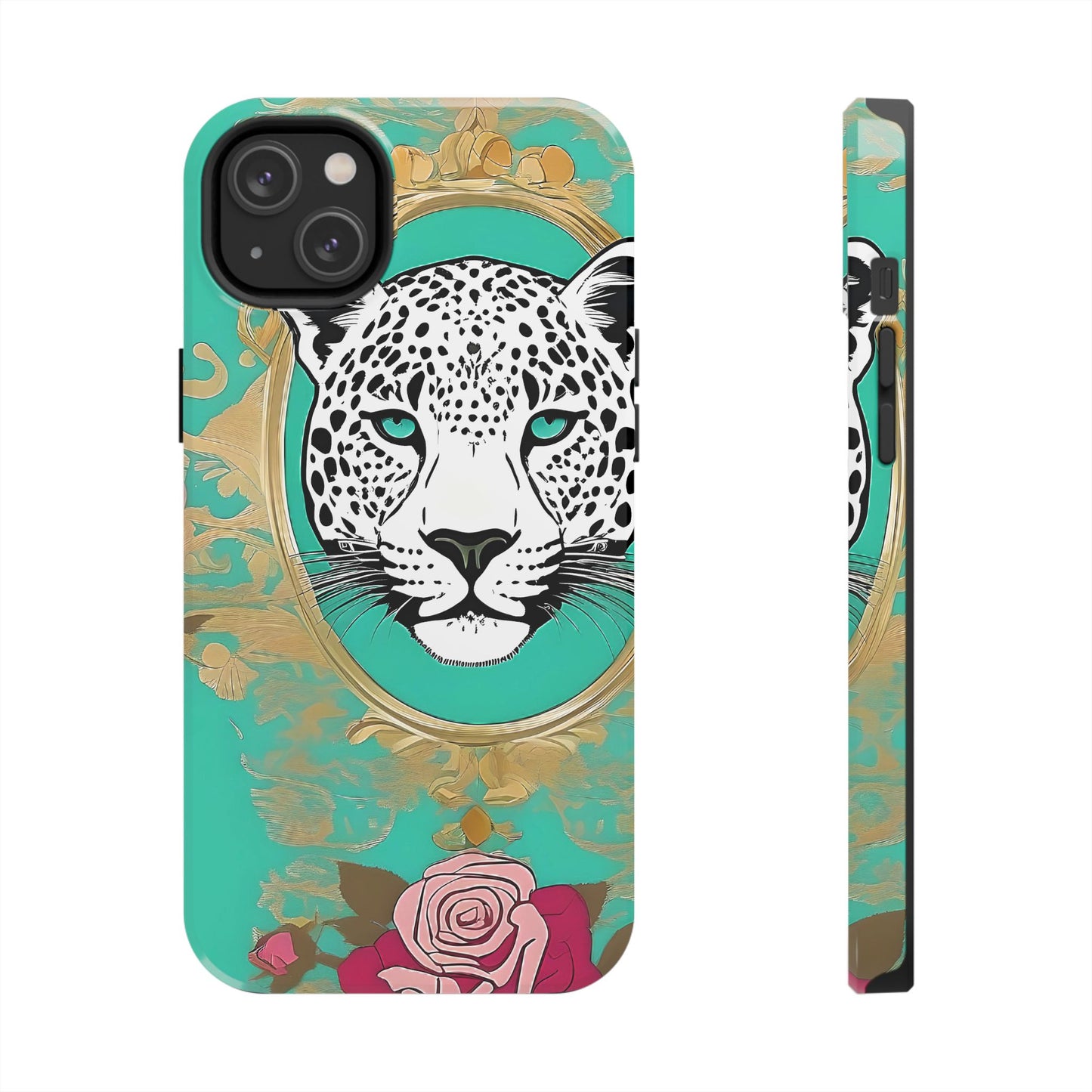 Leopard Tough Phone Case - Trendy Floral Design for Animal Lovers - Leopard & Rose