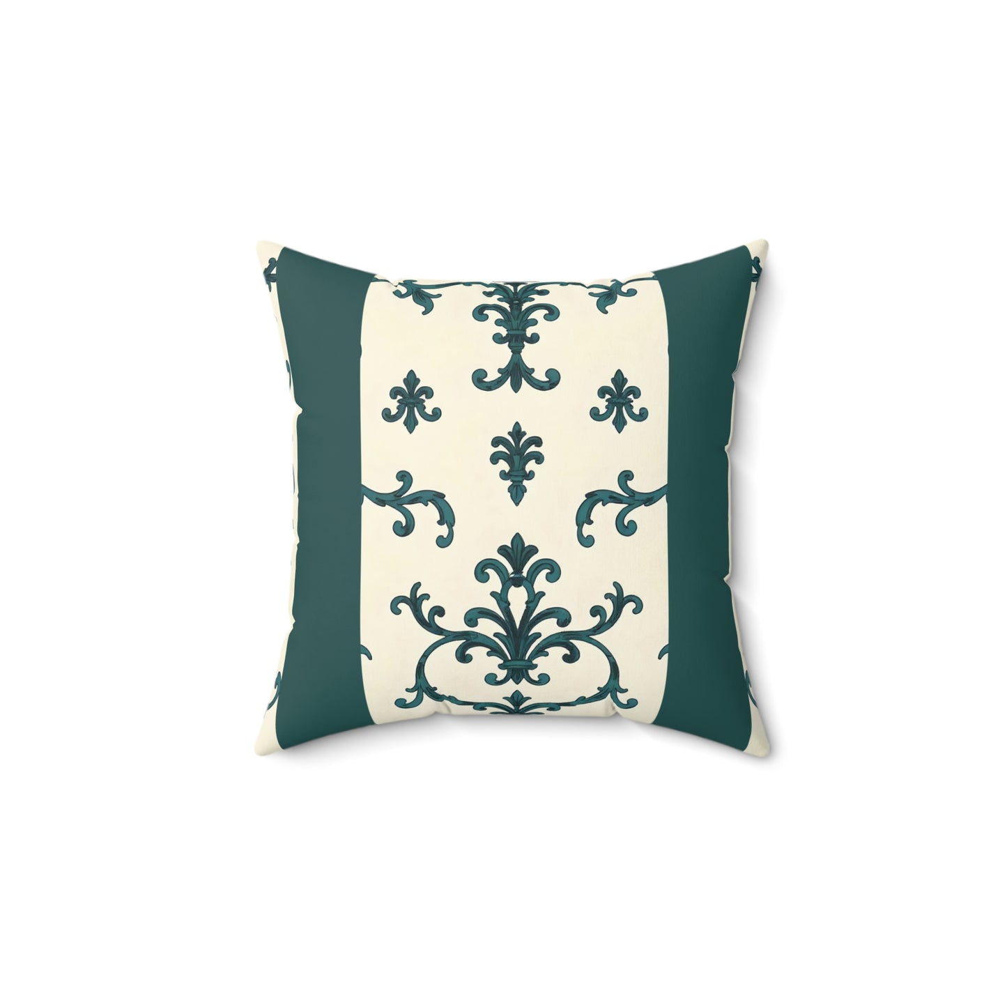 Spun Polyester Square Pillow - Teal Striped Rococo