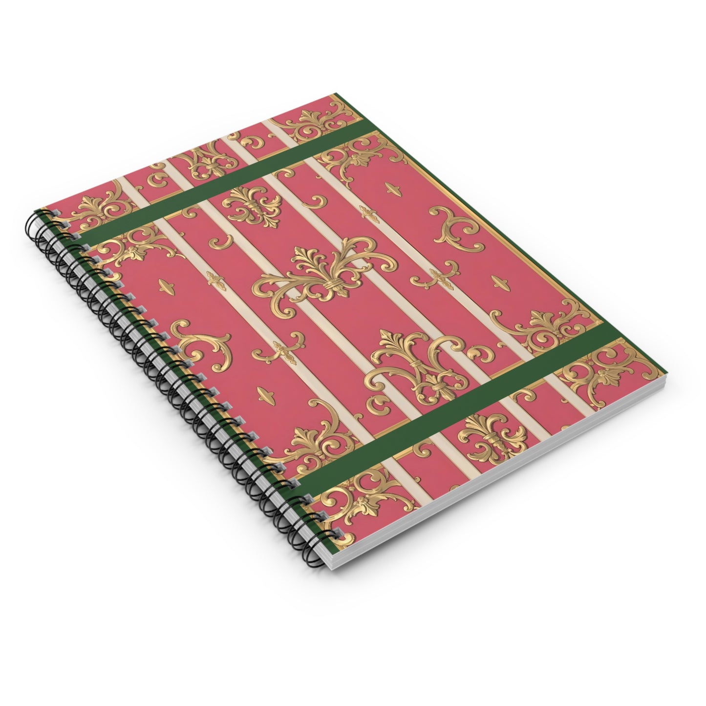 Elegant Pink Striped Baroque Spiral Notebook, Journal, Gift for Her, Writing Journal, Stationery Gift, Office Supplies, School Supplies