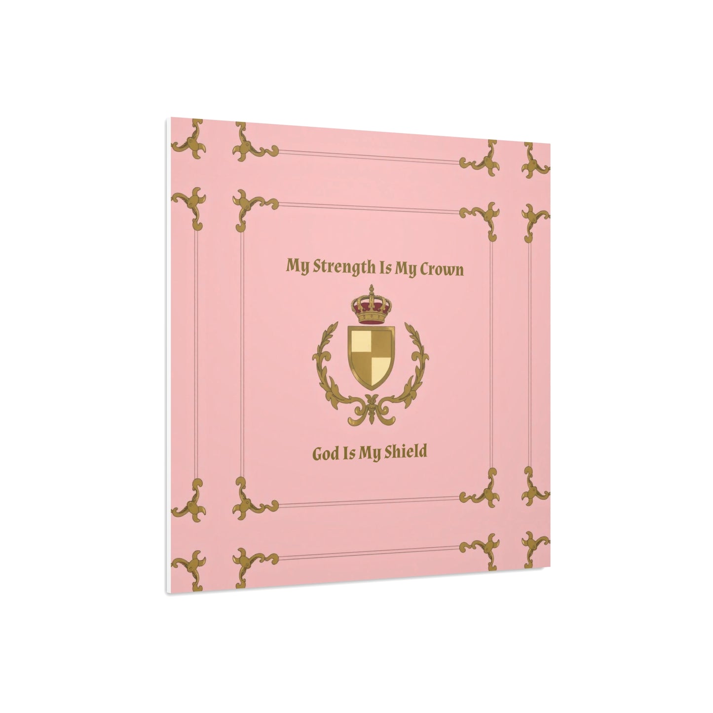 Crest & Crown Spiritual Quote Wall Art, Motivational Decor, Foam Board Print, Home Accent, Gift for Friends, Pink Crown Design