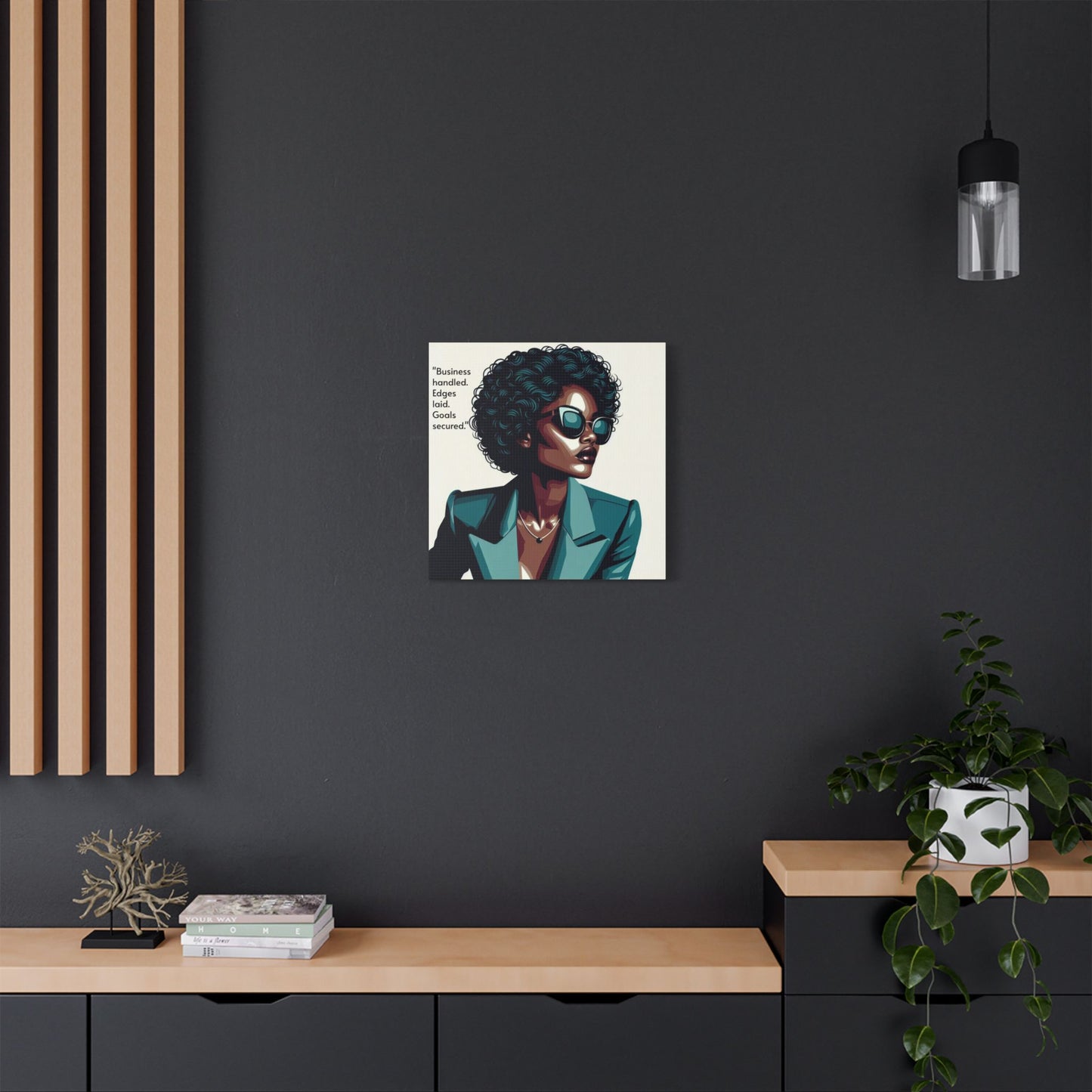 Afro Art Print Canvas, Wall Decor, Satin Stretched Canvas, African American Art, Office Decor, Home Decor - "Business handled."