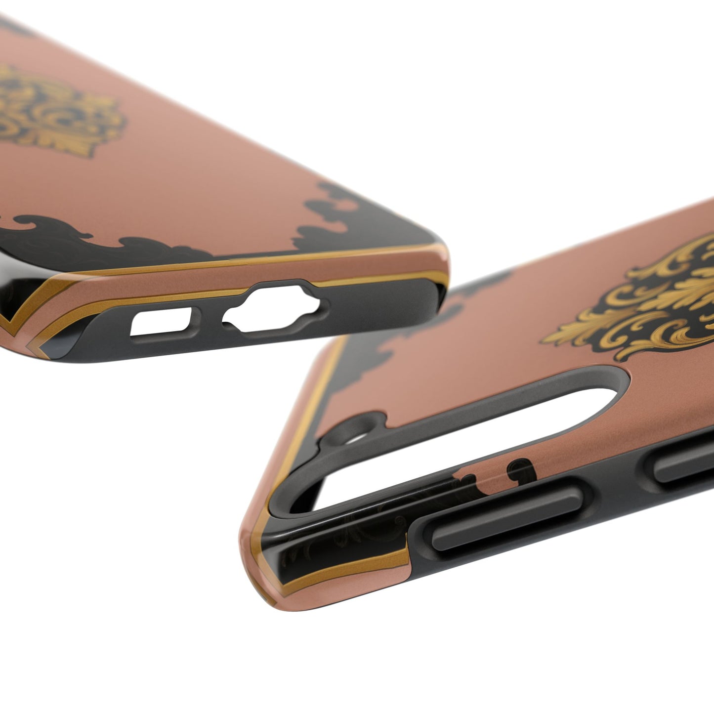 Mauve & Black-Gold Baroque Tough Phone Case — Ornate Protective iPhone Cover
