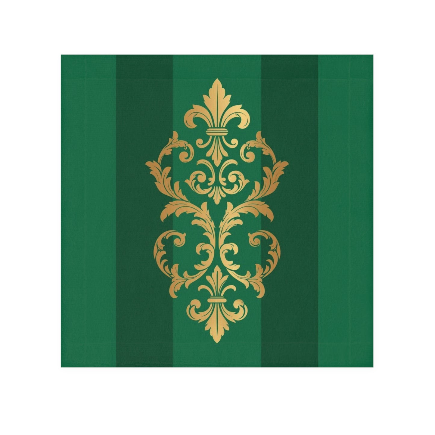 Green Striped Gold Baroque Face Towel — Decorative Hand Towel