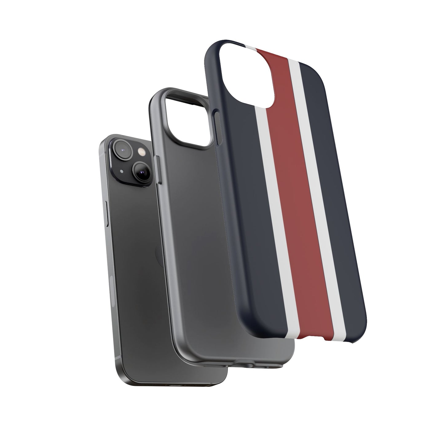 Lunar Midnight & Red-White Striped Stylish Phone Case - Tough Cases, Custom iPhone Cover, Sleek Phone Accessories, Gifts for Him/Her