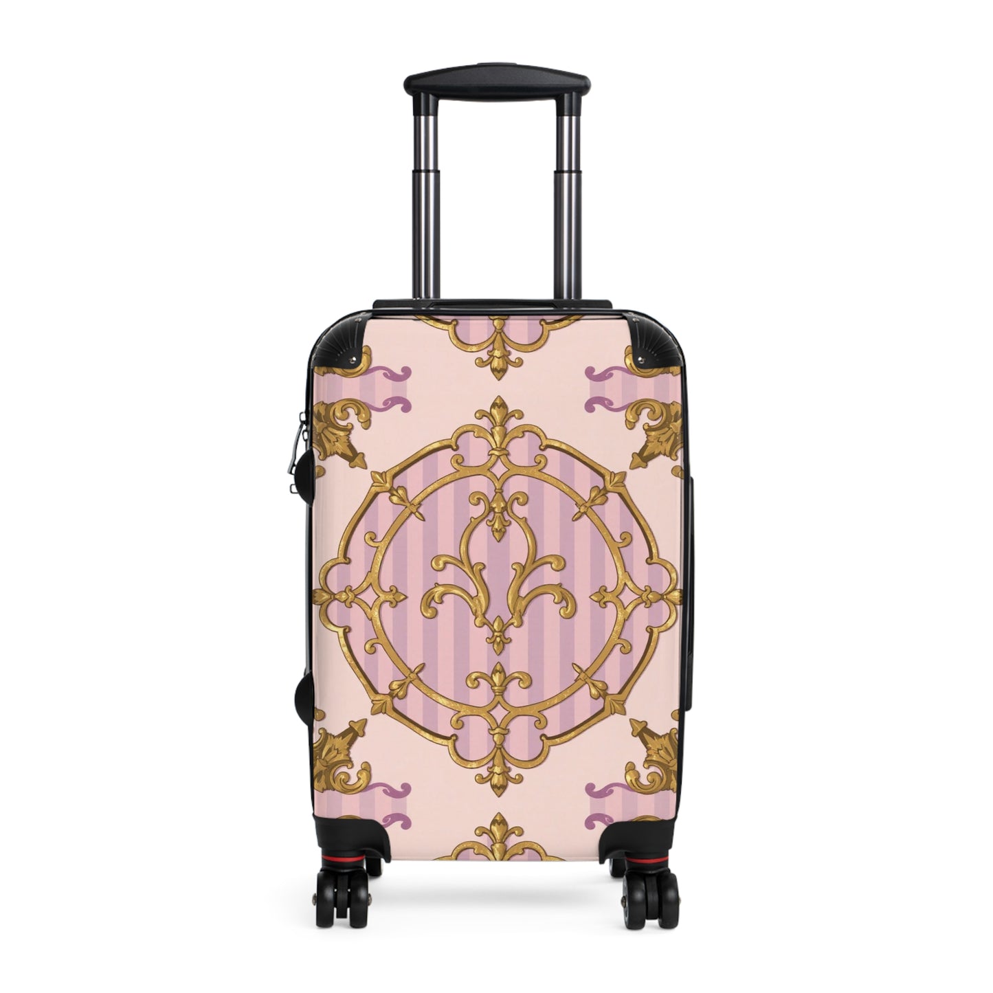 Elegant Lavender & Alabaster Striped Gold Baroque Suitcase for Travel, Stylish Luggage, Personalized Gift, Vacation Essential, Unique Design Suitcases