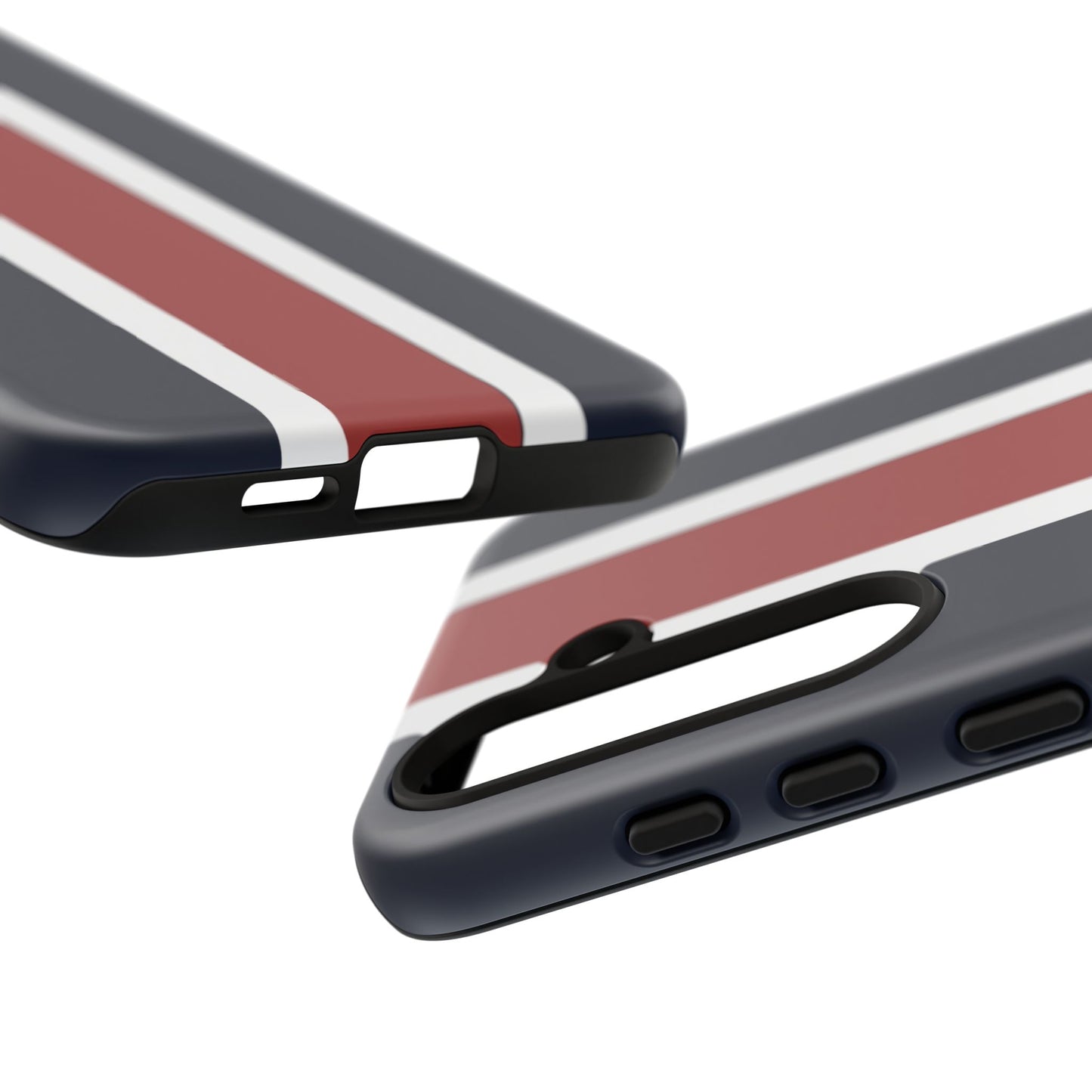 Lunar Midnight & Red-White Striped Stylish Phone Case - Tough Cases, Custom iPhone Cover, Sleek Phone Accessories, Gifts for Him/Her