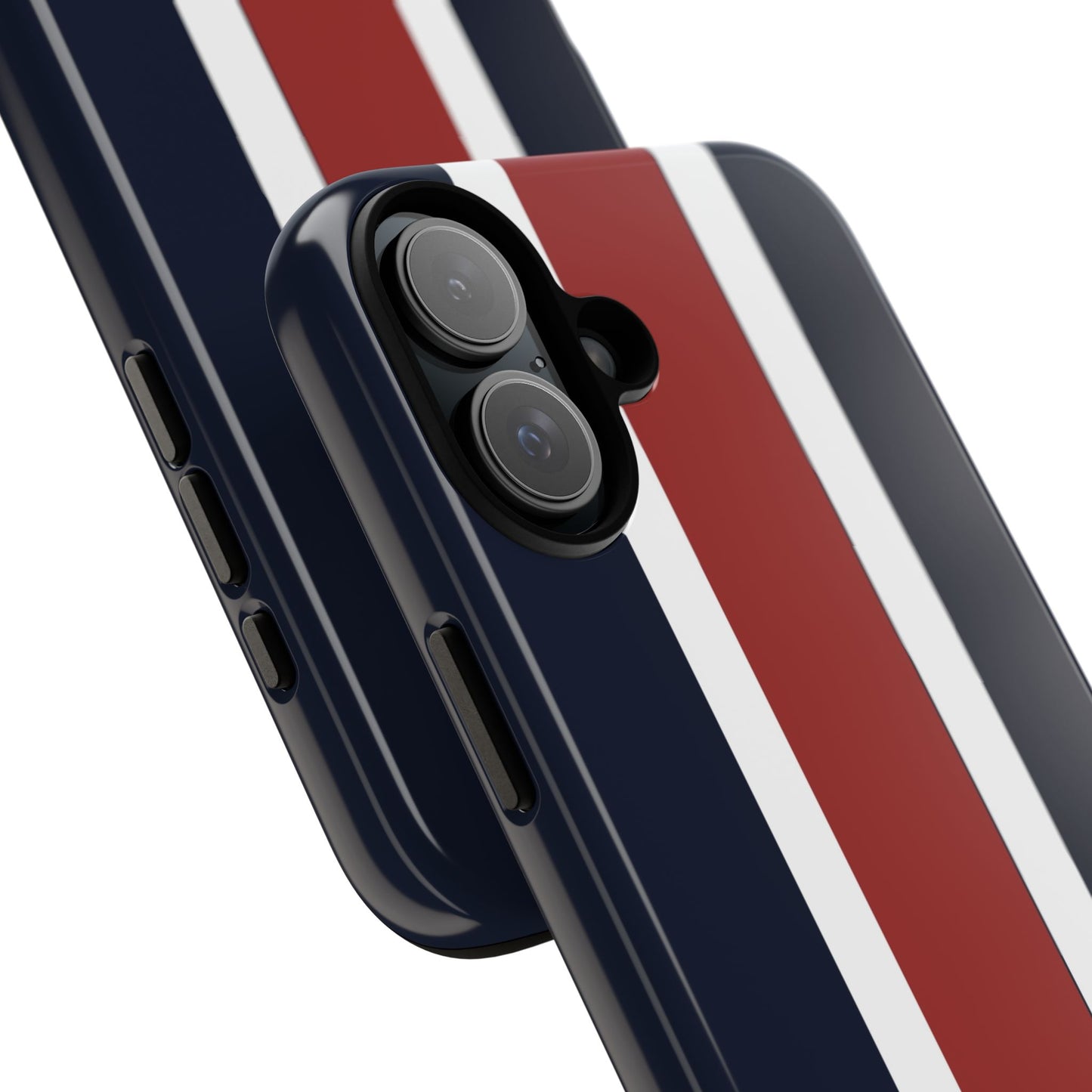 Lunar Midnight & Red-White Striped Stylish Phone Case - Tough Cases, Custom iPhone Cover, Sleek Phone Accessories, Gifts for Him/Her