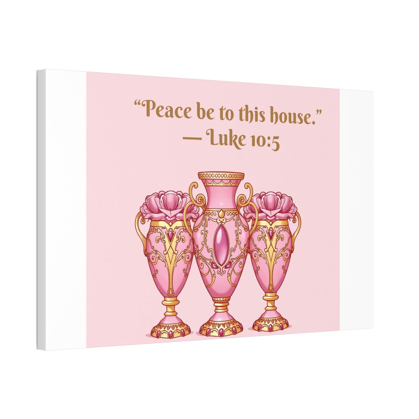 Decorative Canvas Wall Art - "Peace Be to This House" Vases, Home Decor, Inspirational Wall Art, Gift for Housewarming - 10:5