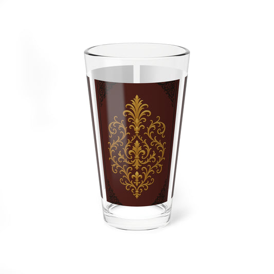 Dusk Burgundy-Black & Gold Baroque 16oz Mixing Glass – Elegant Gold Baroque Cocktail Mixing Glass