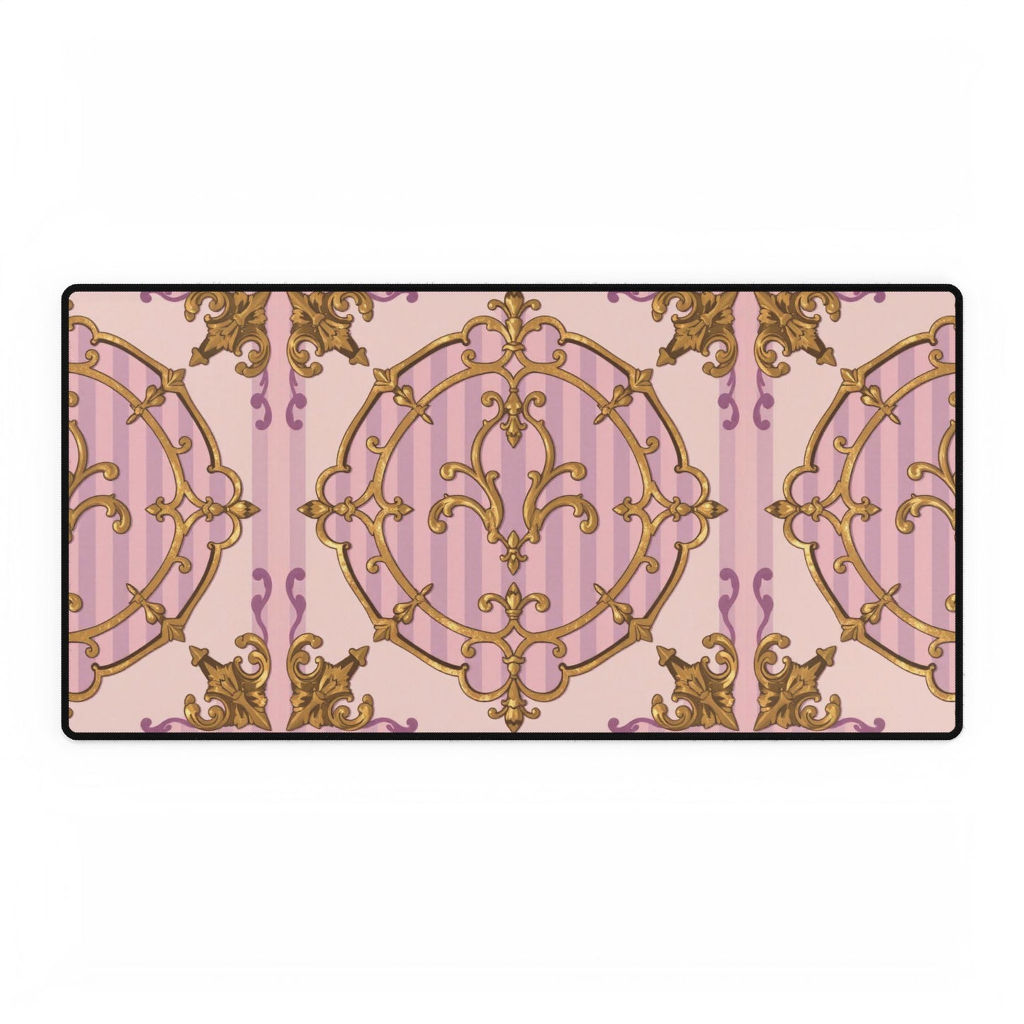 Chic Lavender & Alabaster Striped Gold Baroque Decorative Desk Mats | Elegant Office Decor, Stylish Desk Accessories, Gift for Home Office