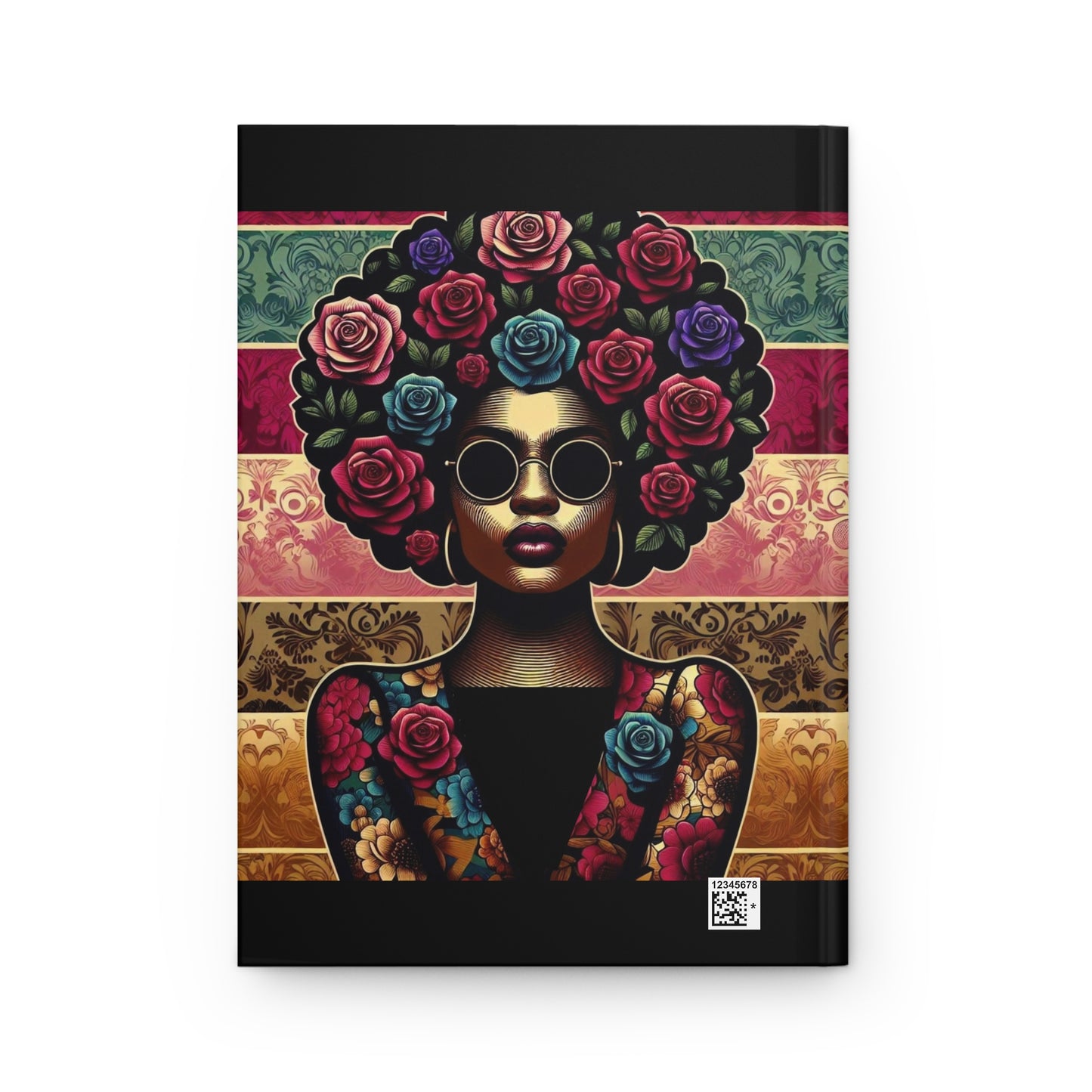 Elegant Hardcover Journal - Stylish Writing Notebook - Lady In Damask & Roses Design