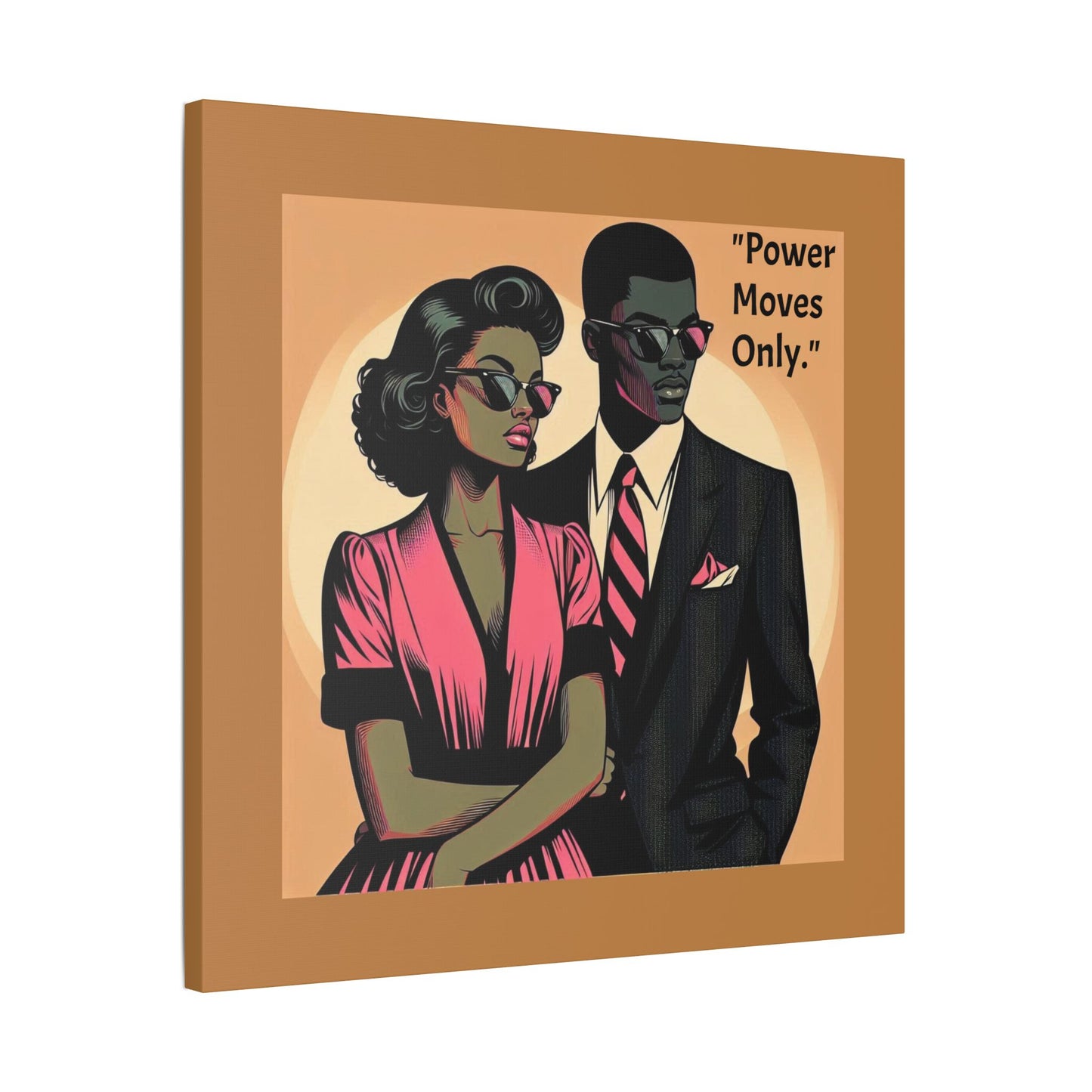 Afro Art Print Canvas, Wall Decor, Satin Stretched Canvas, African American Art, Office Decor, Home Decor - "Power Moves Only."