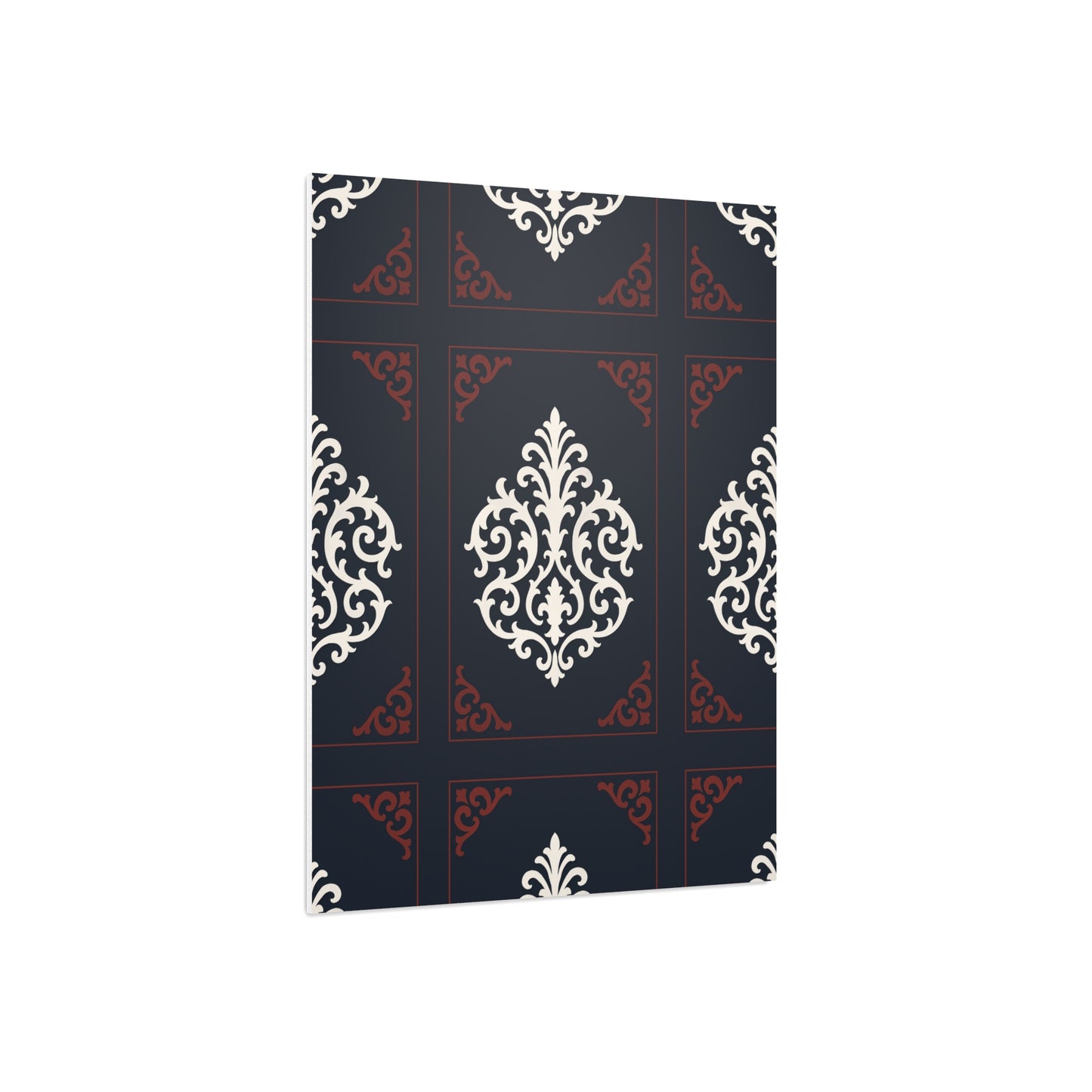 Dusk Blue-Maroon & White Baroque Foam Board Wall Art — Blue, White & Maroon Pattern