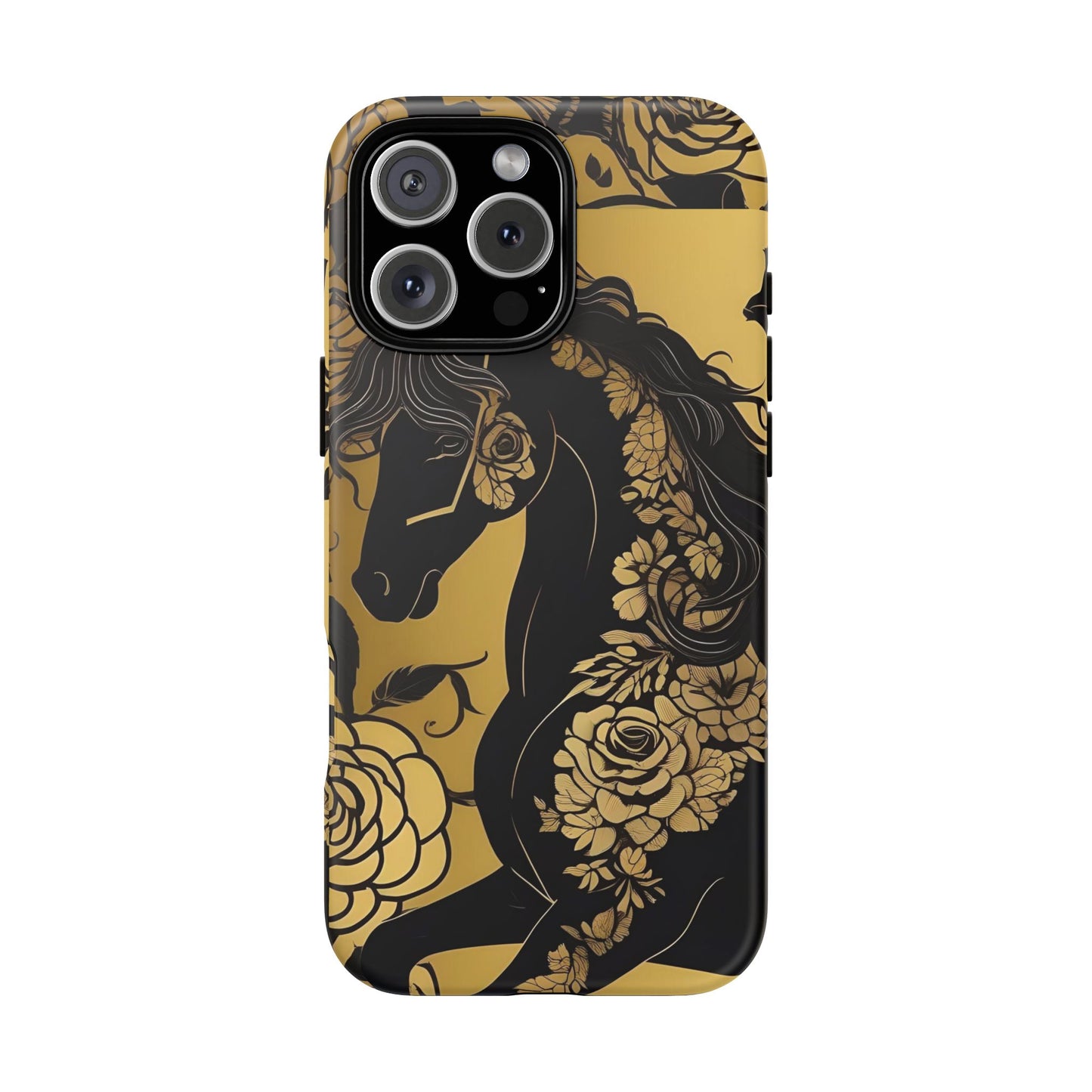 Phone Case - Elegant Horse & Roses Design