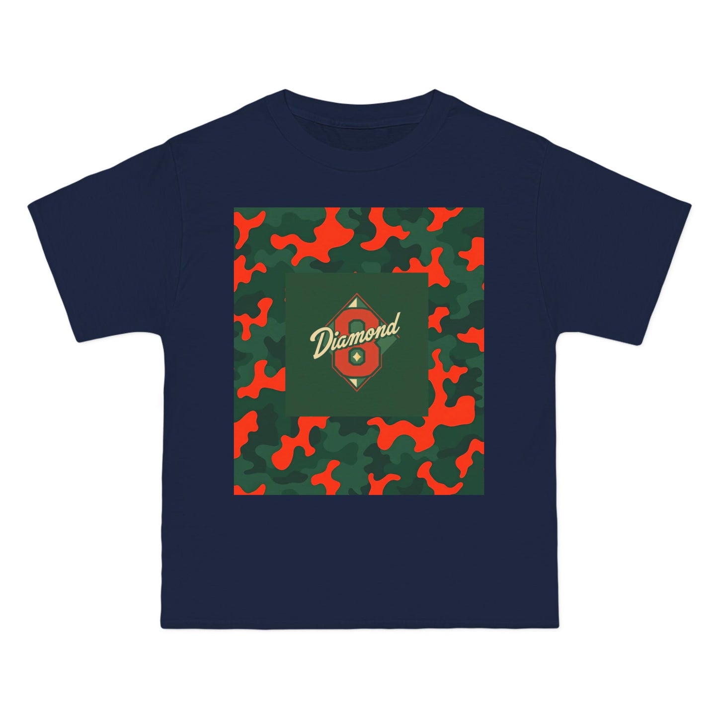 Camo Graphic Tee, Unisex, Trendy Streetwear, Stylish Summer Top, Perfect for Casual Outings - Green & Orange Camo Diamond 8