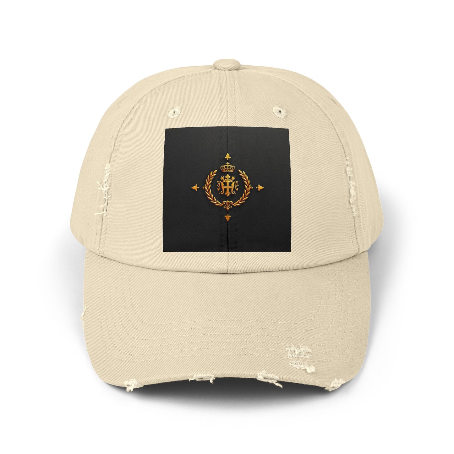 Stylish Distressed Cap with Unique Design | Casual Headwear, Everyday Accessory, Trendy Gift, Outdoor Lifestyle - Gold Crest