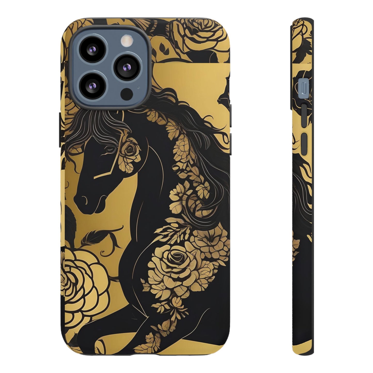 Phone Case - Elegant Horse & Roses Design