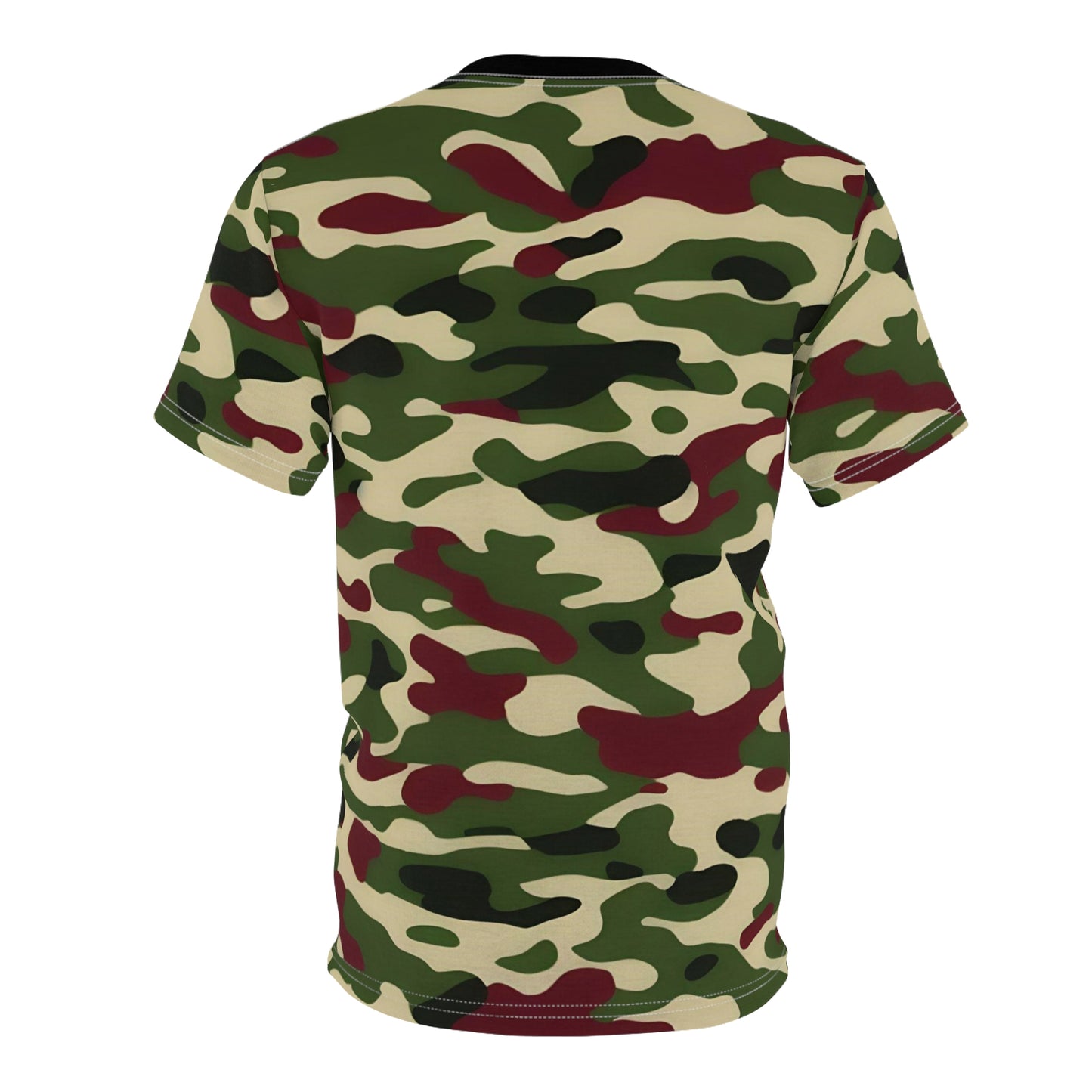 Camouflage Unisex Tee, Casual Wear, Military Style T-Shirt, Outdoor Adventure Top, Gift for Him/Her - Army Green & Burgundy Camo