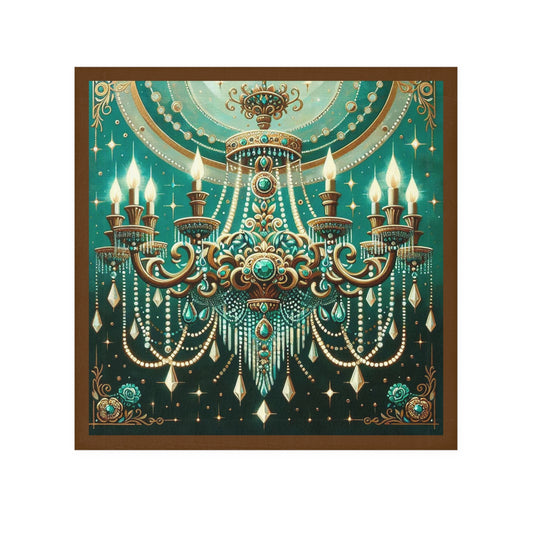 Chandelier-Inspired Face Towel | Elegant Bathroom Accessories, Gift for Home Decor, Wedding Gift, Spa Towel - Green & Gold Jeweled Chandelier