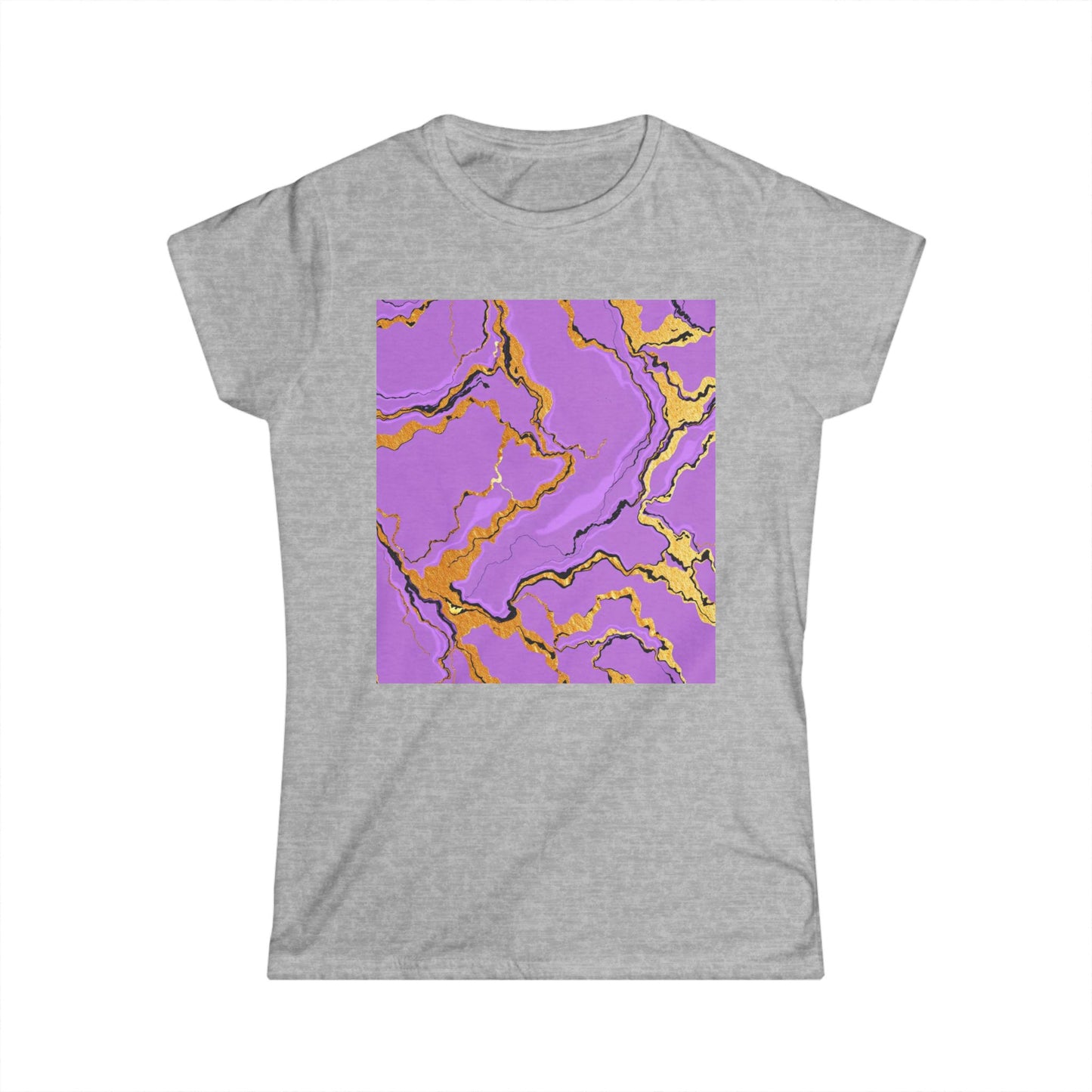 Lavender Marble Women’s Tee, Artistic Graphic Shirt, Fashionable Casual Wear, Gift for Her, Summer Style