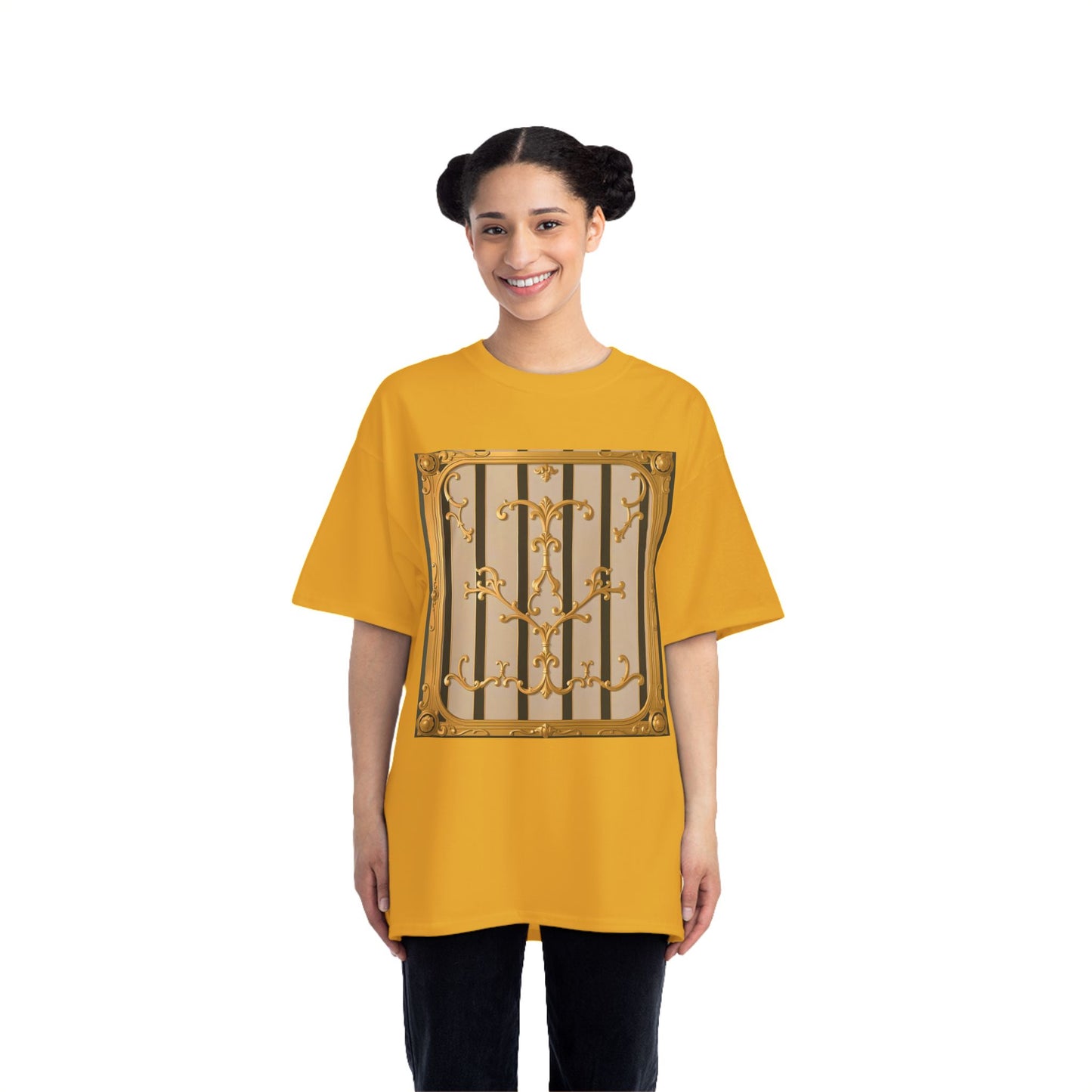 Beefy-T® Unisex Short-Sleeve T-Shirt - Beige Striped Gold Rococo