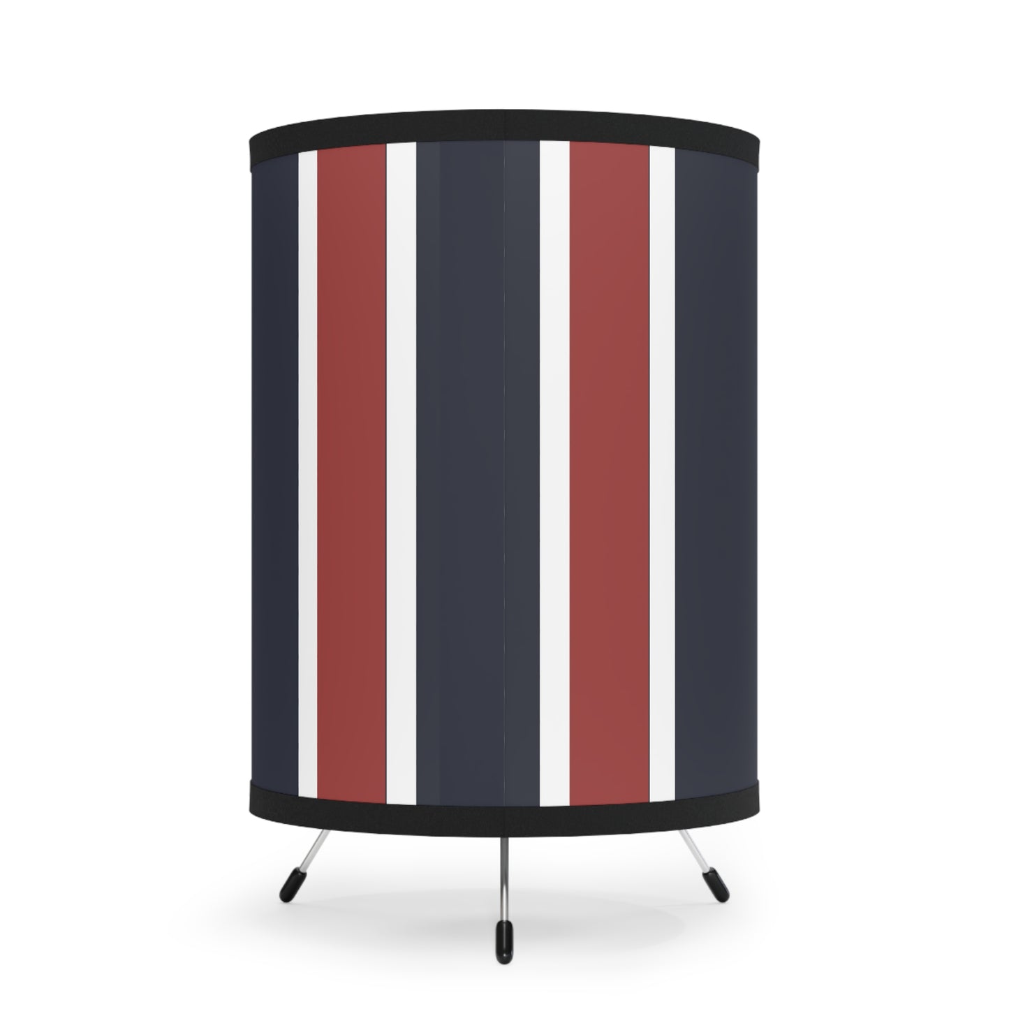 Lunar Midnight & Red-White Striped Stylish Tripod Lamp with High-Res Printed Shade | Modern Home Decor, Unique Lighting, Mid-Century Style