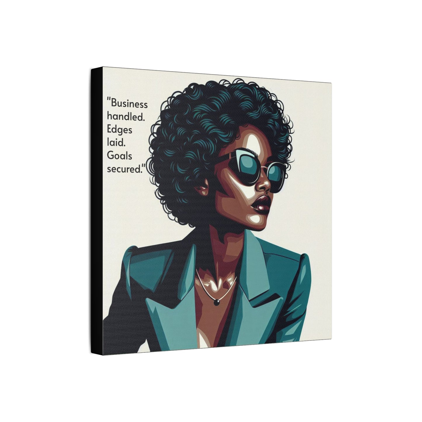 Afro Art Print Canvas, Wall Decor, Satin Stretched Canvas, African American Art, Office Decor, Home Decor - "Business handled."