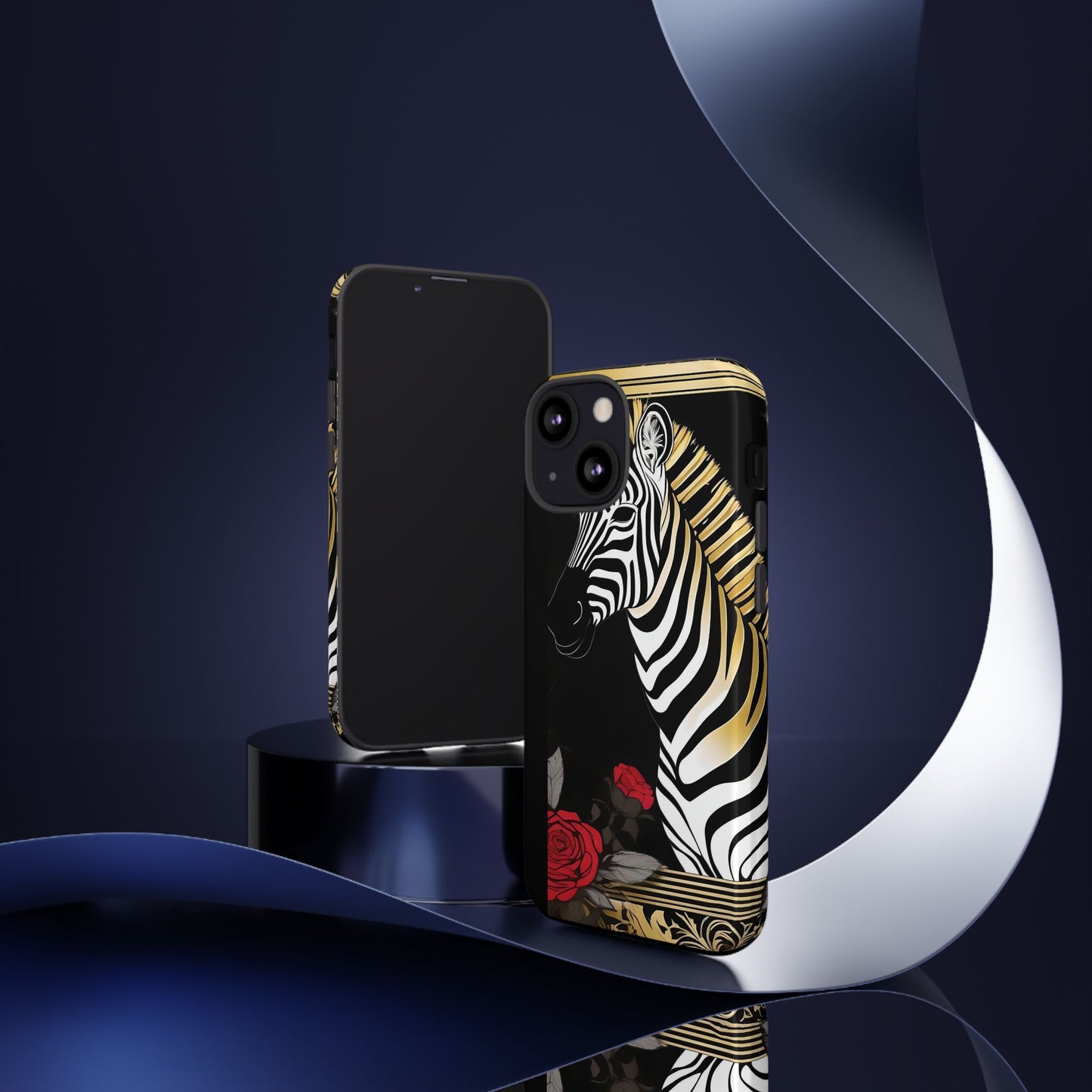Phone Case - Elegant Zebra & Roses Design