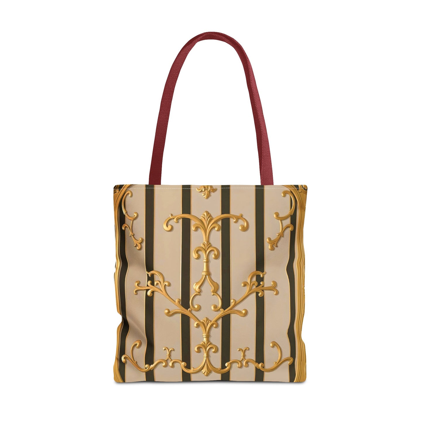 Elegant Gold Pattern Tote Bag - Stylish Carryall for Everyday Use, Eco-Friendly Shopping, Gift for Her - Beige Striped Gold Rococo