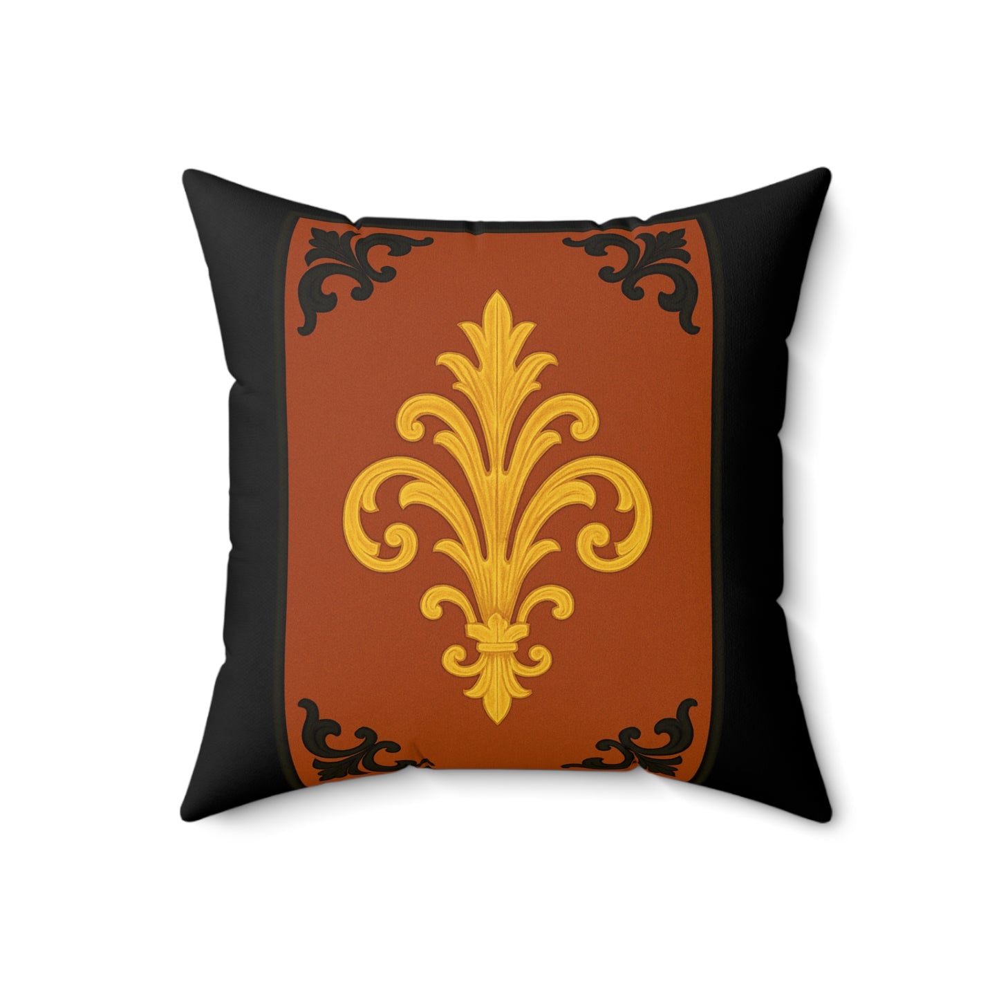 Dusk Terracotta Baroque Faux Suede Pillow — Decorative Throw Cushion