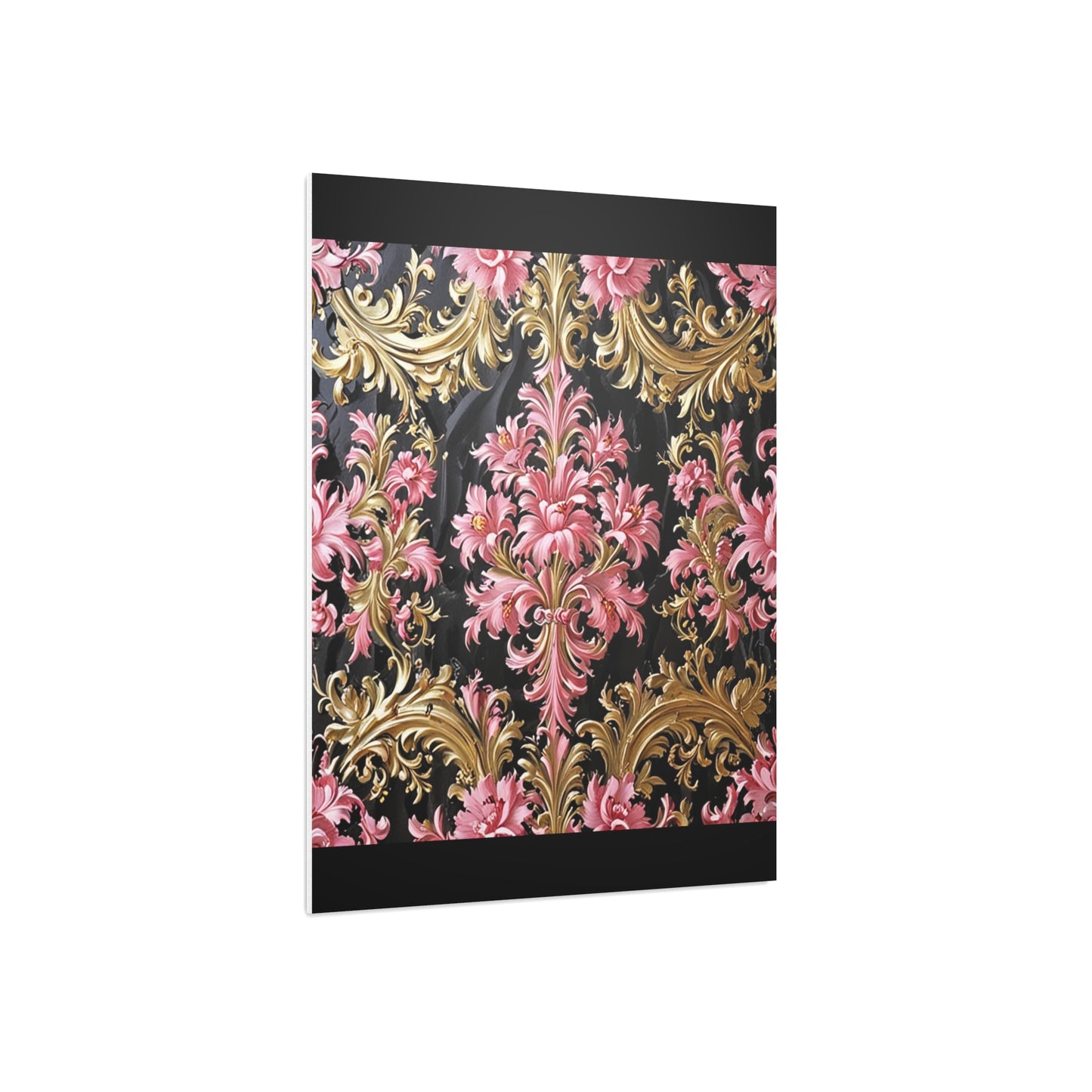 Elegant Floral Foam Board | Decorative Wall Art, Home Decor, Wedding Decor, Party Backdrop - Black & Pink Oil Painting Style Rococo