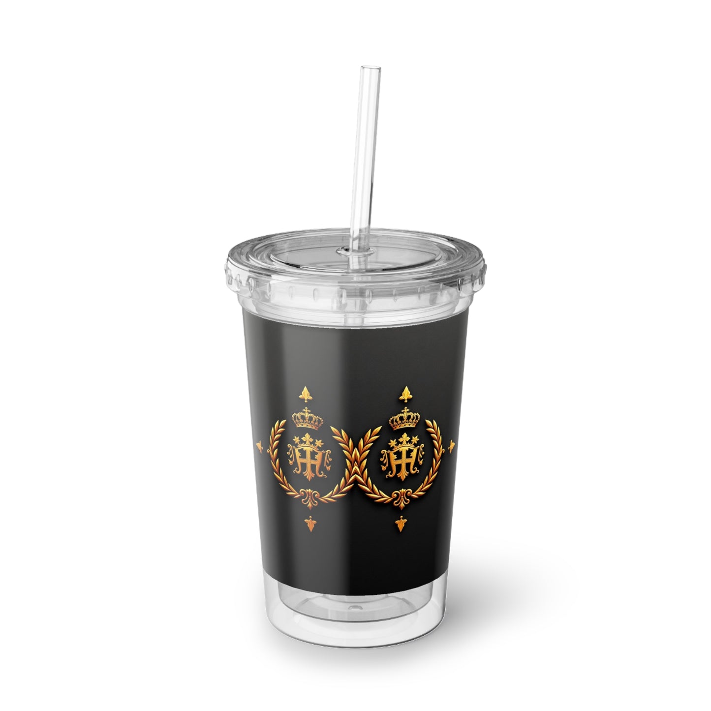 Suave Acrylic Cup with Crown Design, Personalized Drinkware, Elegant Tumblers, Durable Travel Mugs, Gift for All Occasions - Gold Crest