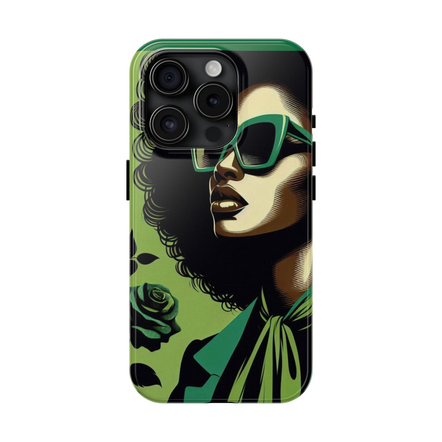 Chic Tough Phone Case | Artistic Green & Black Design | Phone Protection, Gift for Her, Stylish Accessory, Trendy Tech - Lady in Green