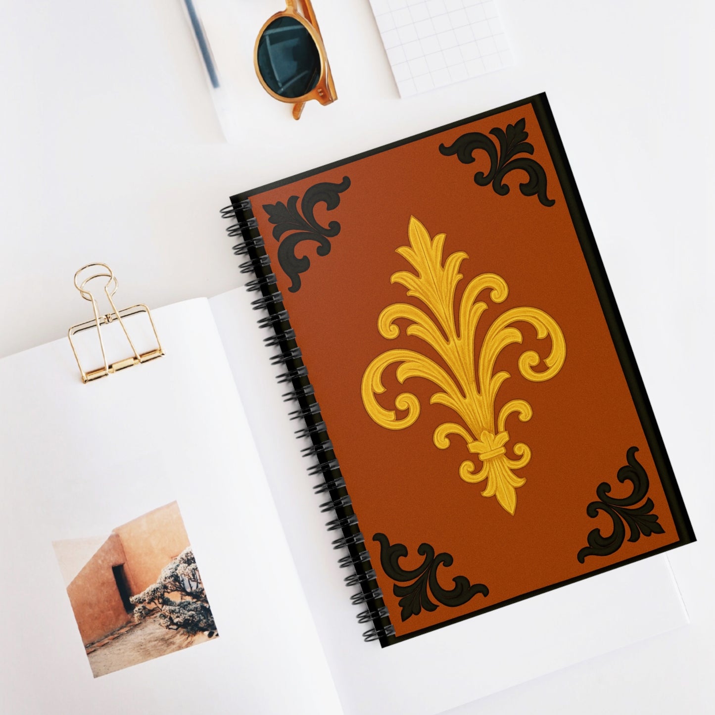 Dusk Terracotta Baroque Spiral Notebook — Ruled Journal for Notes & Gifts
