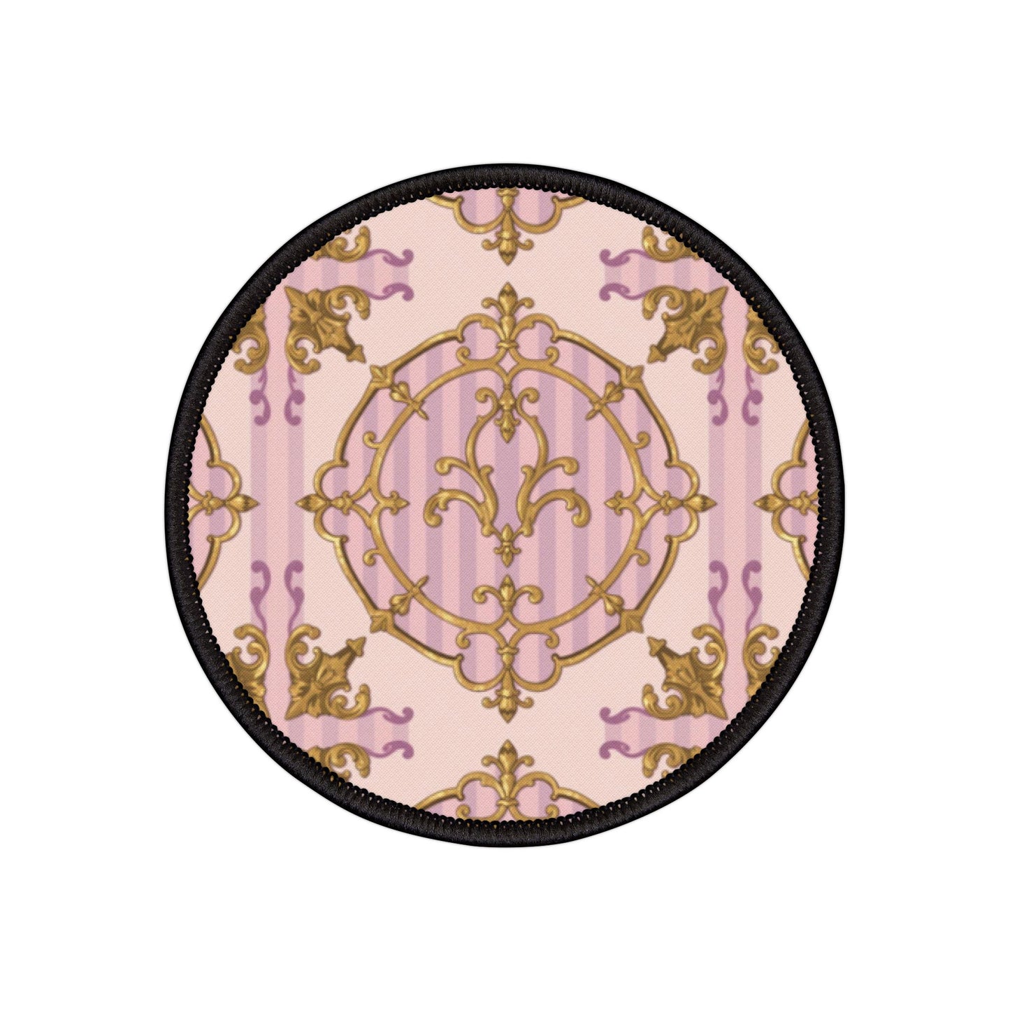 Decorative Lavender & Alabaster Striped Gold Baroque Iron-On Patches for Customizing Jackets, Bags, and More - Perfect for DIY Projects, Gifts