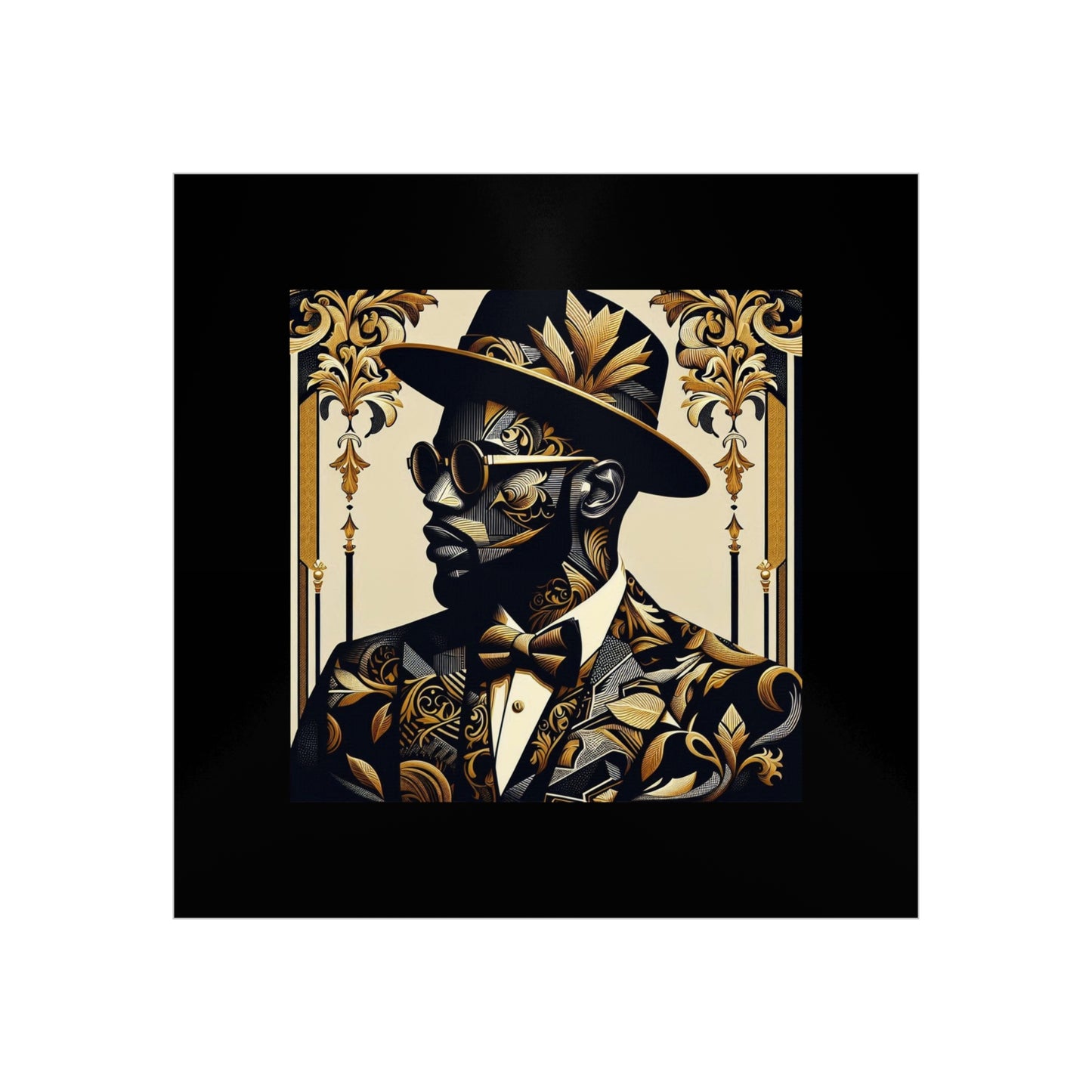 Stylish Foam Board Art, Elegant Wall Decor, Home Office Decoration, Modern Portraits, Unique Gifts for Art Lovers - Damask Man in Black & Gold