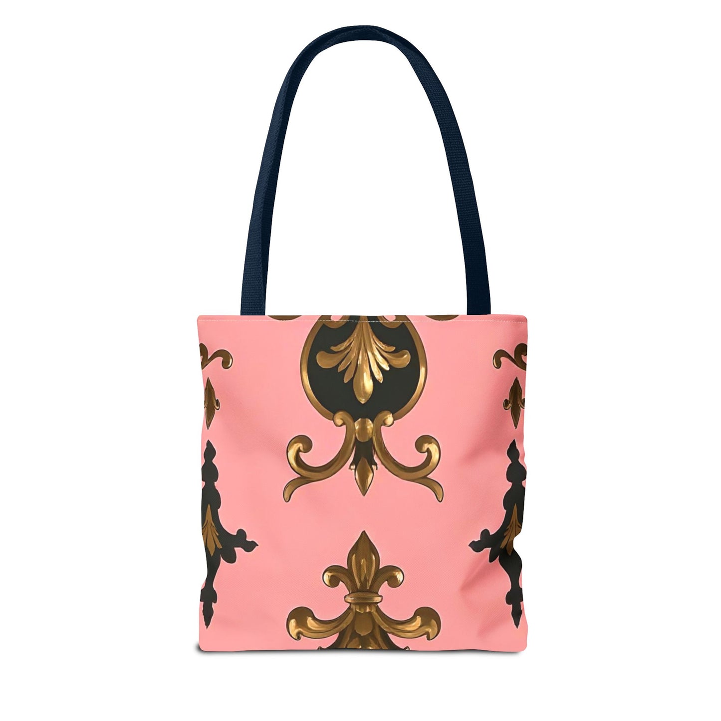 Elegant Patterned Tote Bag - Chic Carry-All for Everyday Use, Fashion Accessory - Pink, Black & Gold Rococo