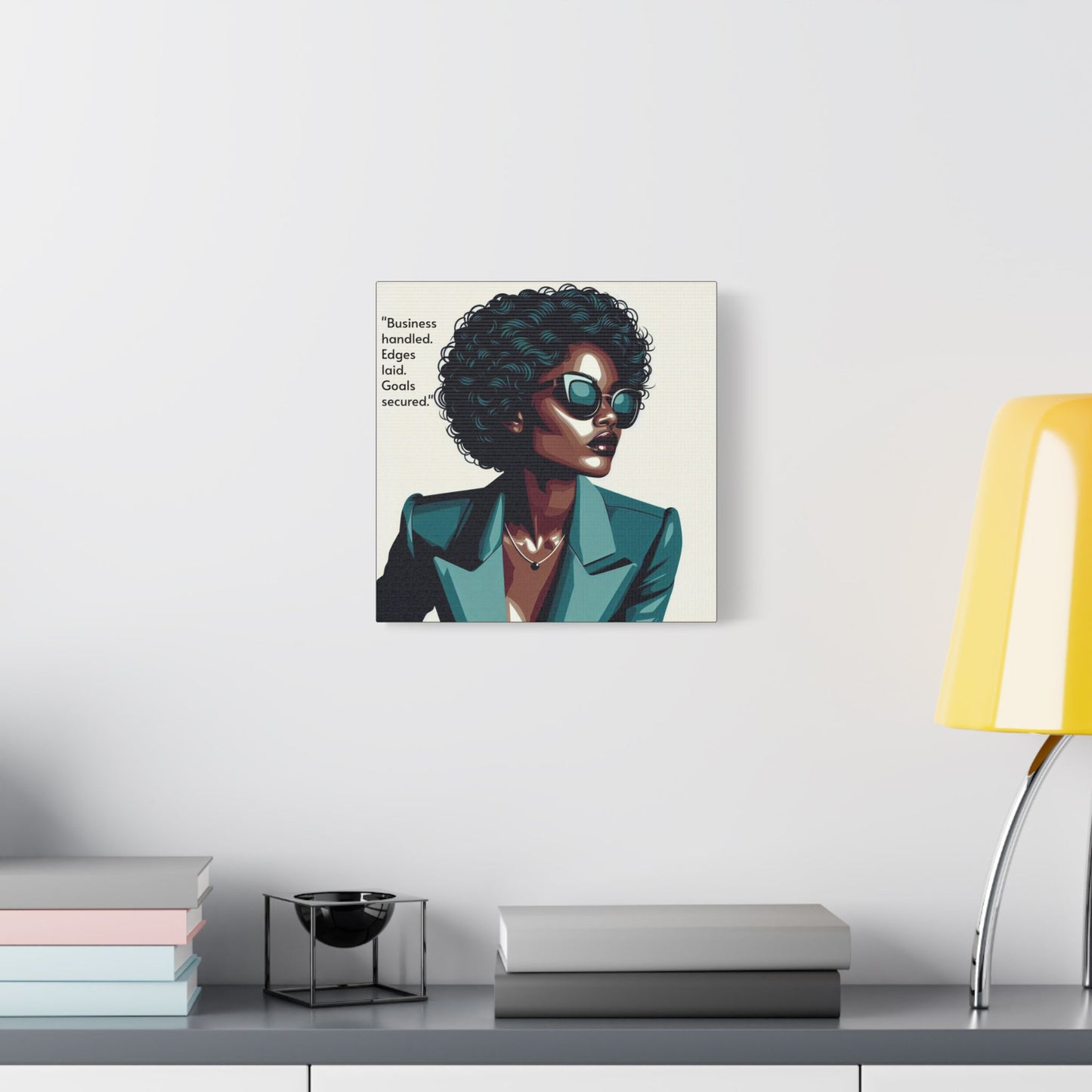 Afro Art Print Canvas, Wall Decor, Satin Stretched Canvas, African American Art, Office Decor, Home Decor - "Business handled."
