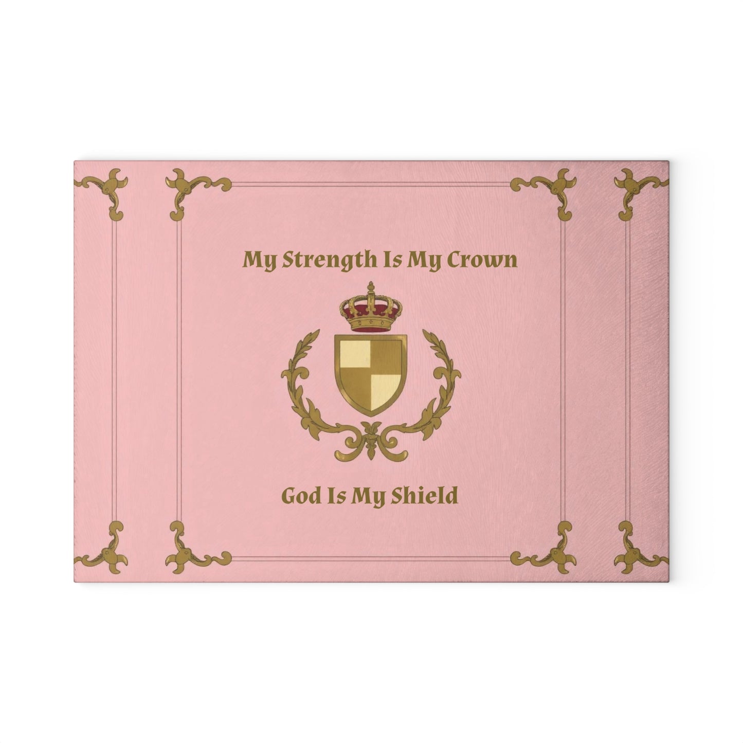 Crest & Crown Spiritual Quote Glass Cutting Board with Inspirational Quote, Kitchen Decor, Gift for Home, Wedding Present, Housewarming Gift