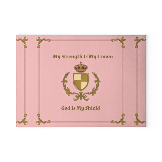 Crest & Crown Spiritual Quote Glass Cutting Board with Inspirational Quote, Kitchen Decor, Gift for Home, Wedding Present, Housewarming Gift
