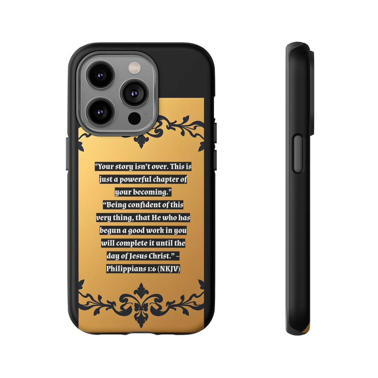 Elegant Floral Motif Phone Case - Tough Cases with Vintage Design - "Your story isn't over"